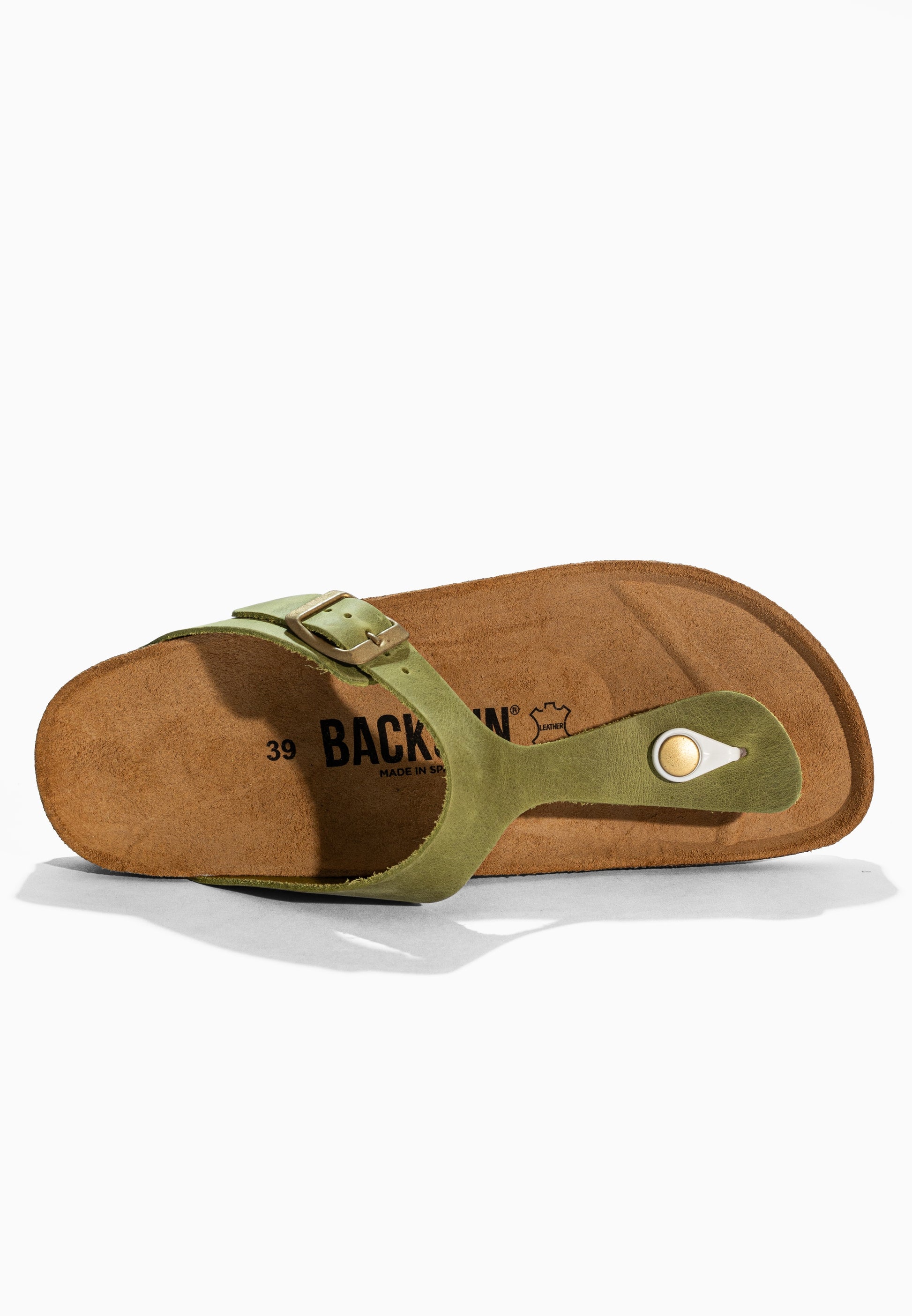 Sandales à Entre-doigts Singapore Vert en Cuir