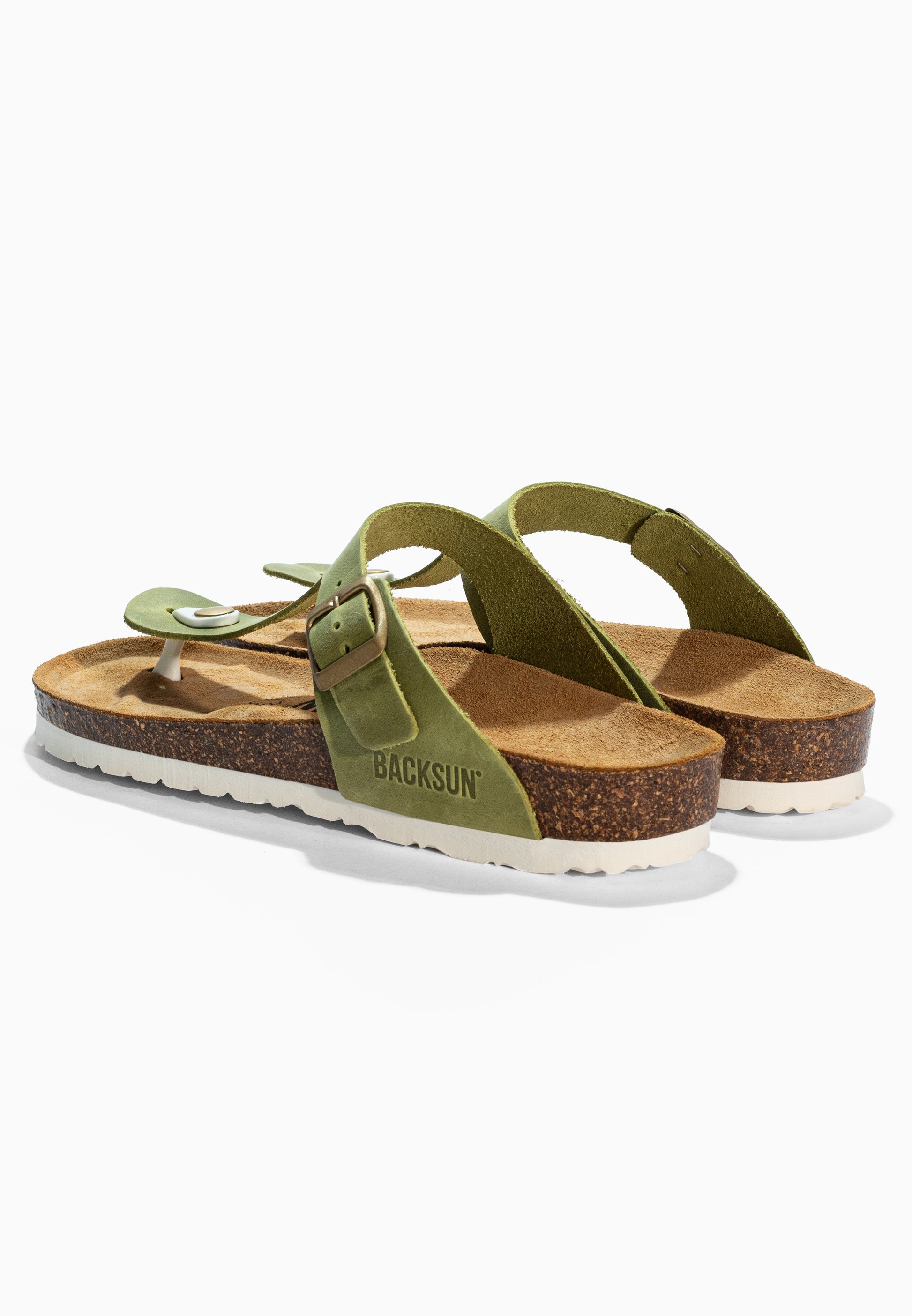 Sandales à Entre-doigts Singapore Vert en Cuir