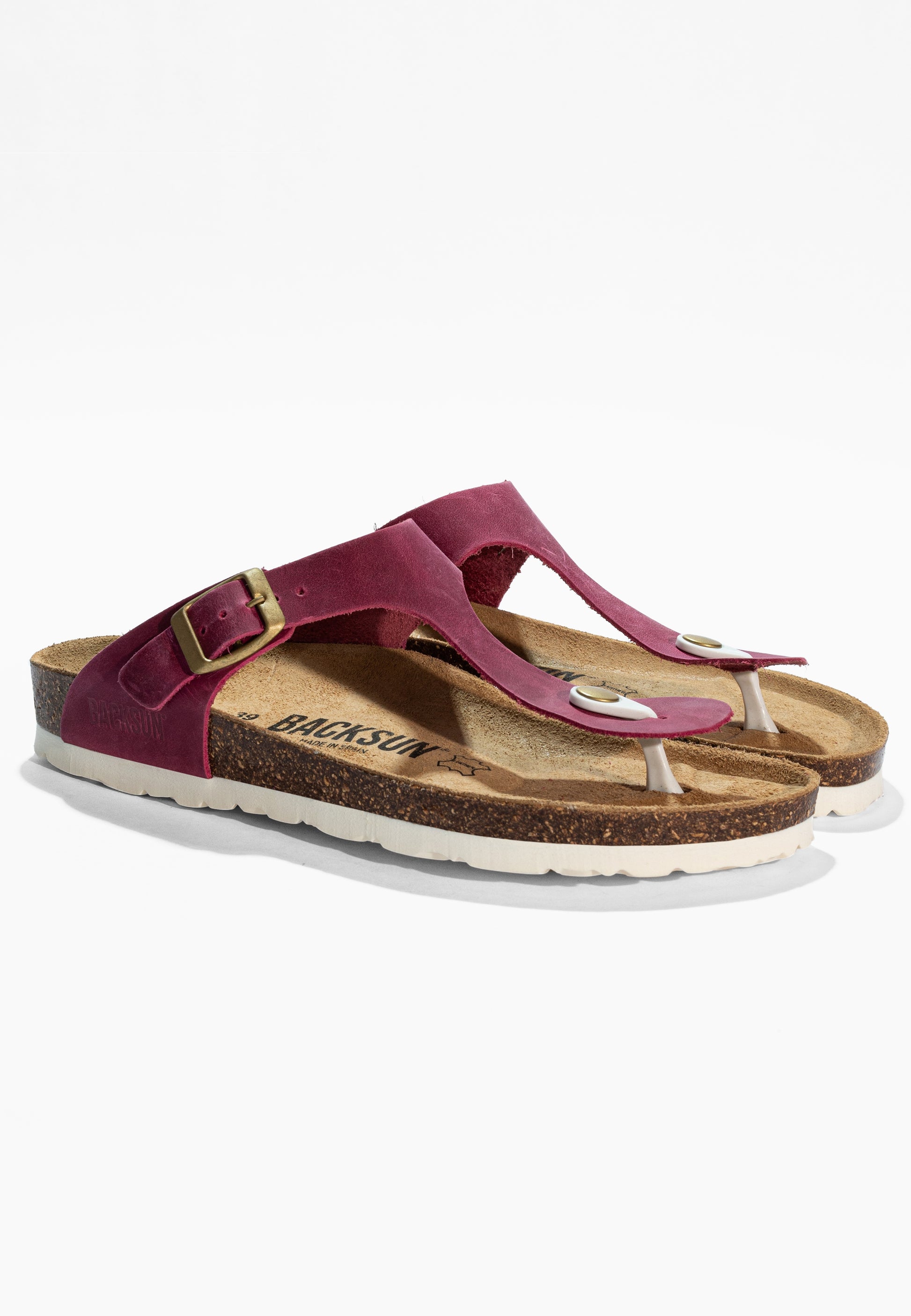 Sandales à Entre-doigts Singapore Rose Fluo en Cuir