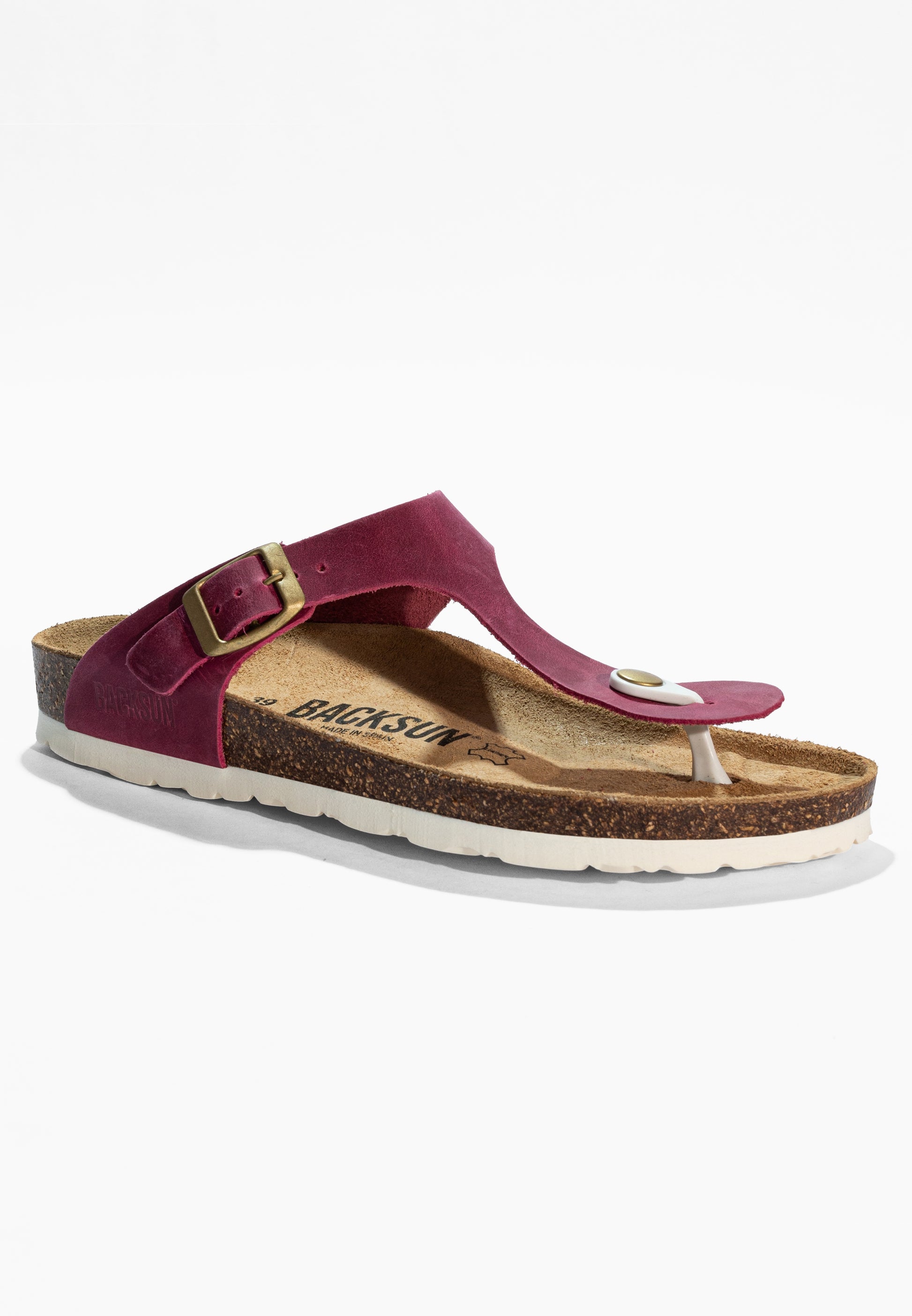 Sandales à Entre-doigts Singapore Rose Fluo en Cuir