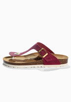 Zehentrenner-Sandalen „Singapore“ aus neonpinkfarbenem Leder