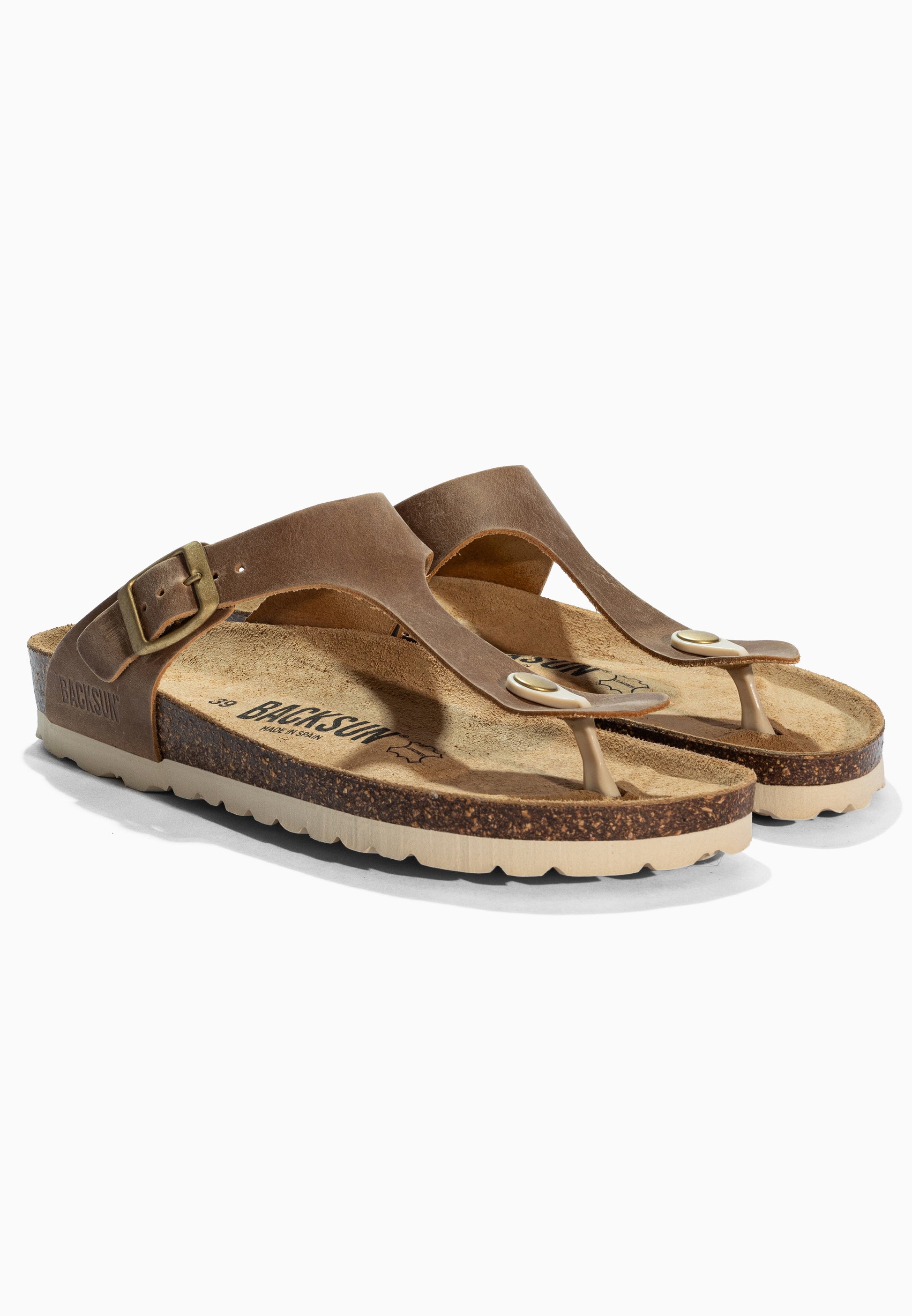 Sandales à Entre-doigts Singapore Camel en Cuir