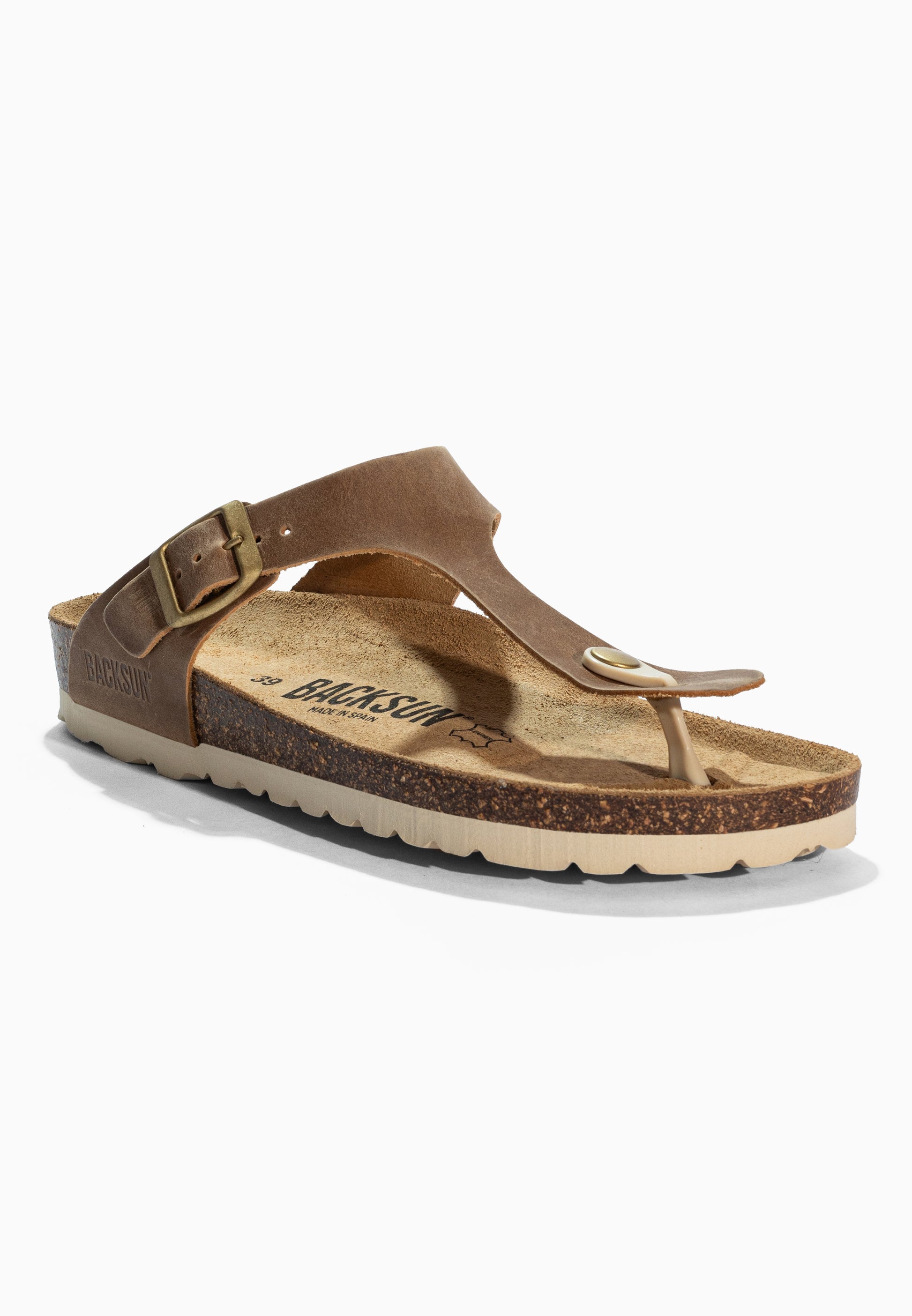 Sandales à Entre-doigts Singapore Camel en Cuir