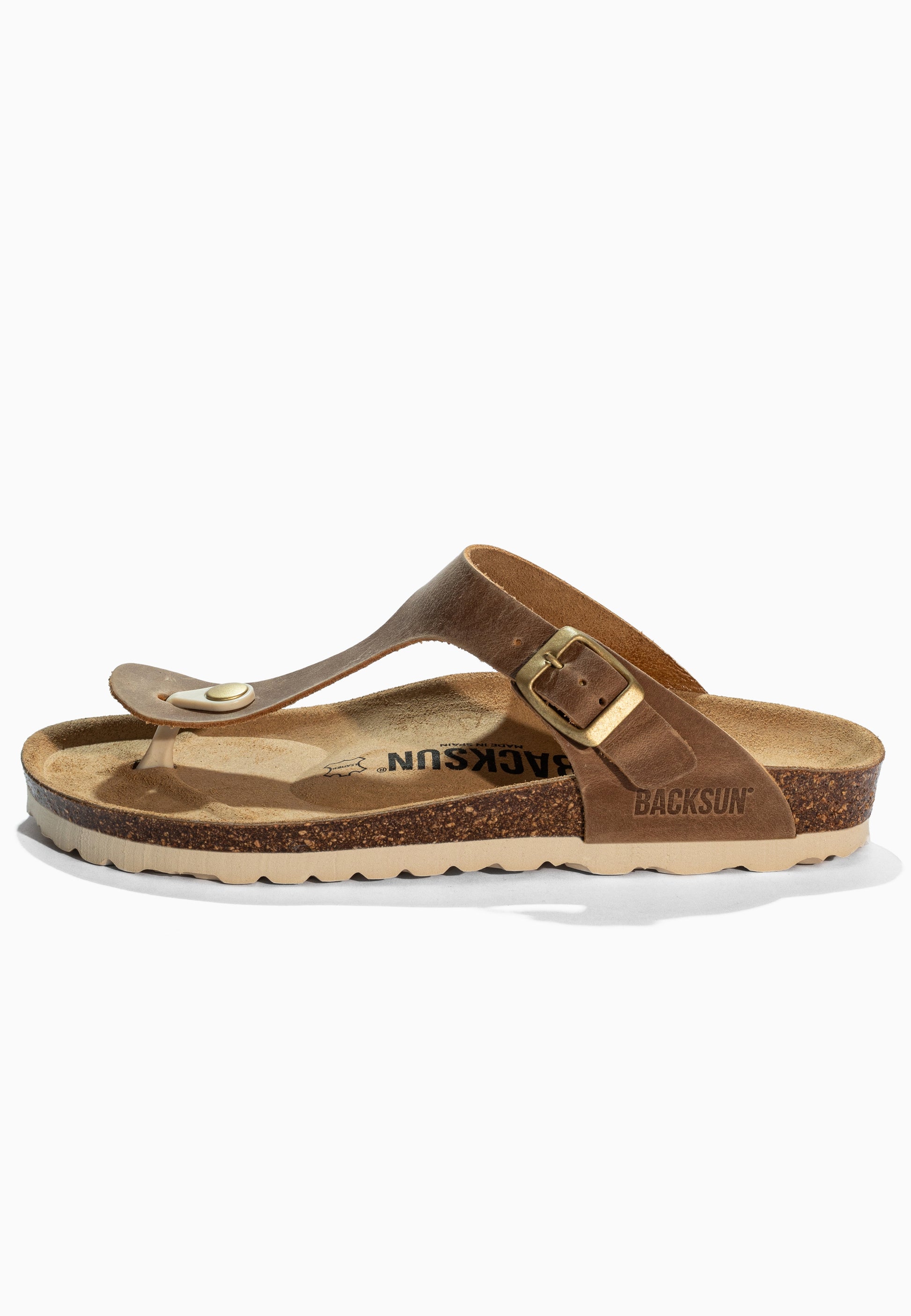 Sandales à Entre-doigts Singapore Camel en Cuir