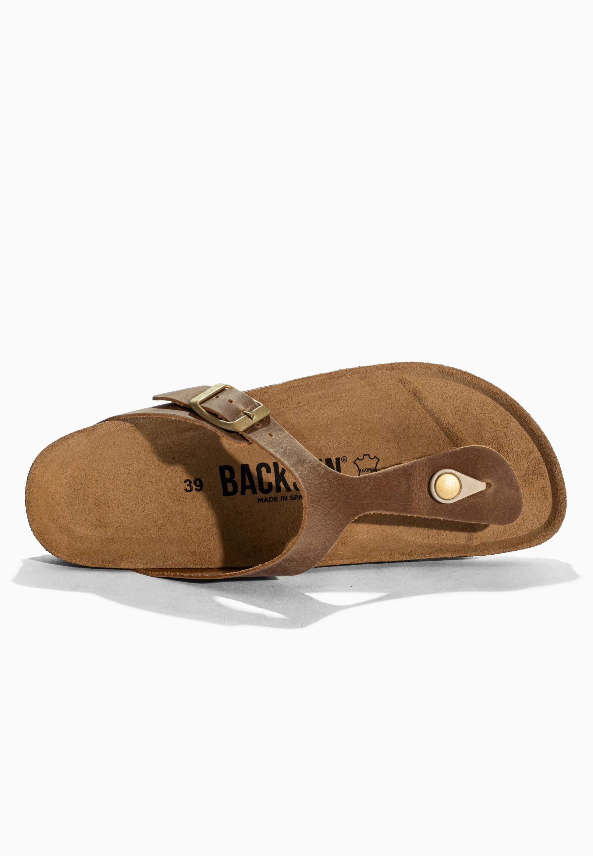 Sandales à Entre-doigts Singapore Camel en Cuir