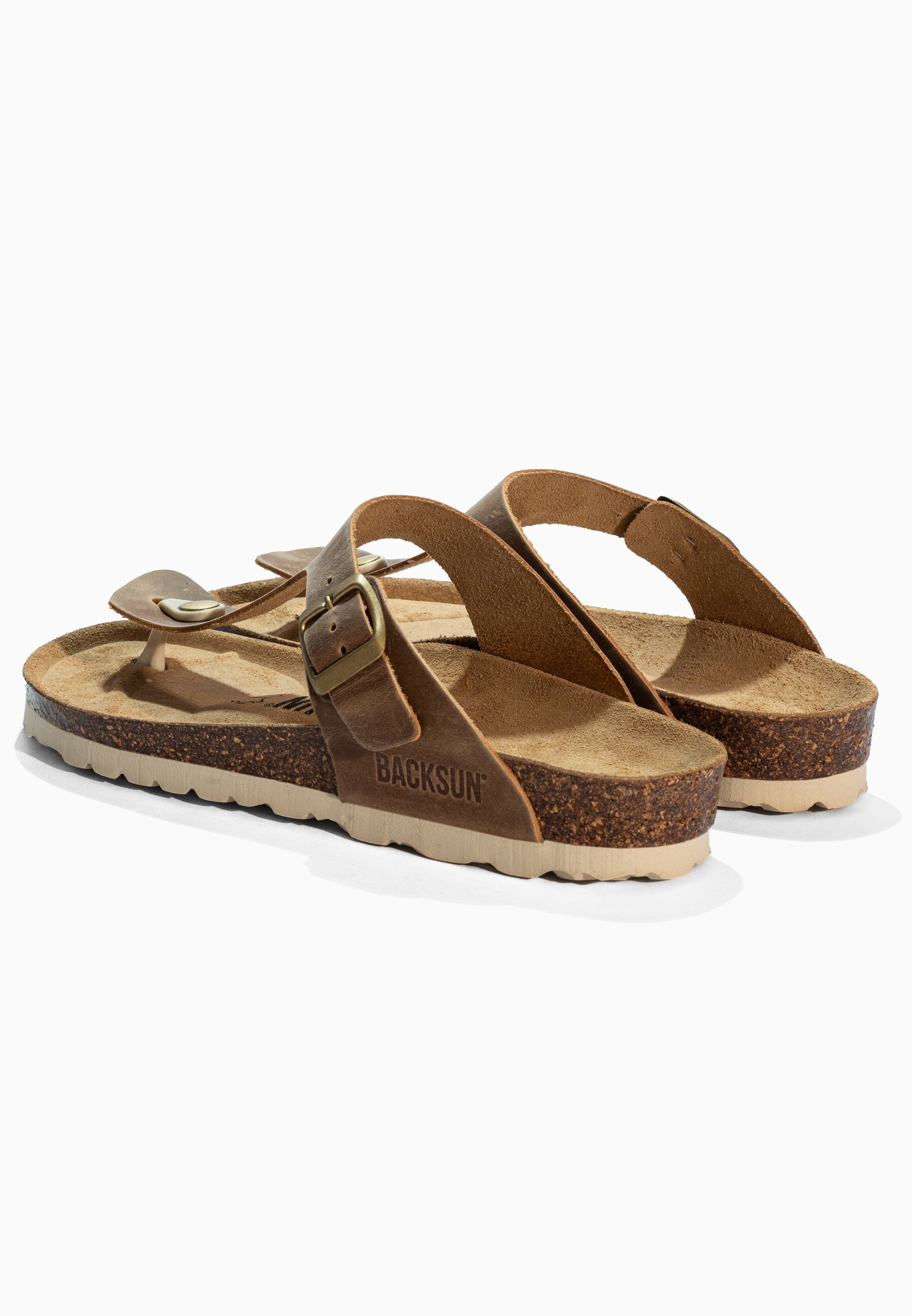 Sandales à Entre-doigts Singapore Camel en Cuir