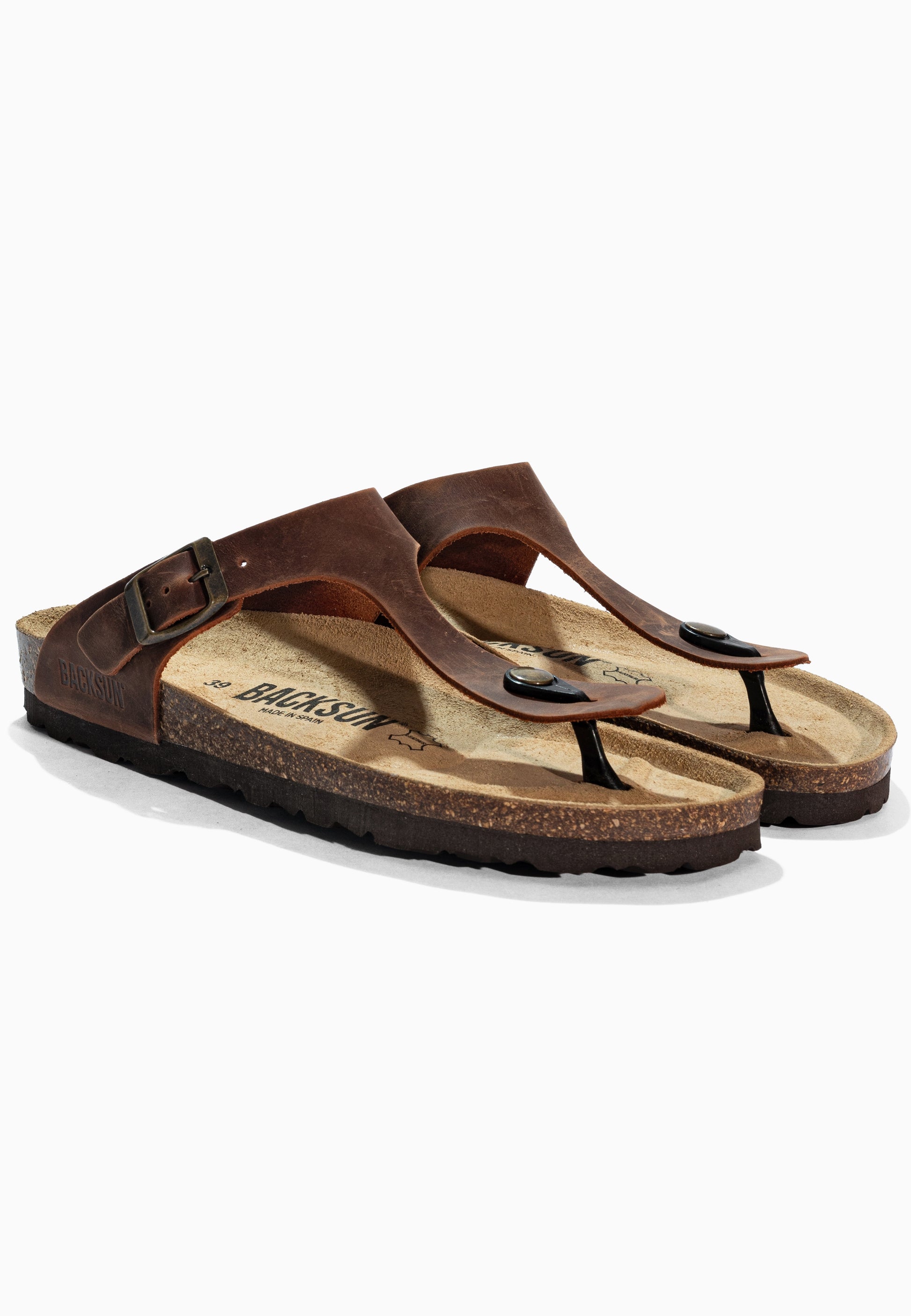 Sandales à Entre-doigts Singapore Marron en Cuir