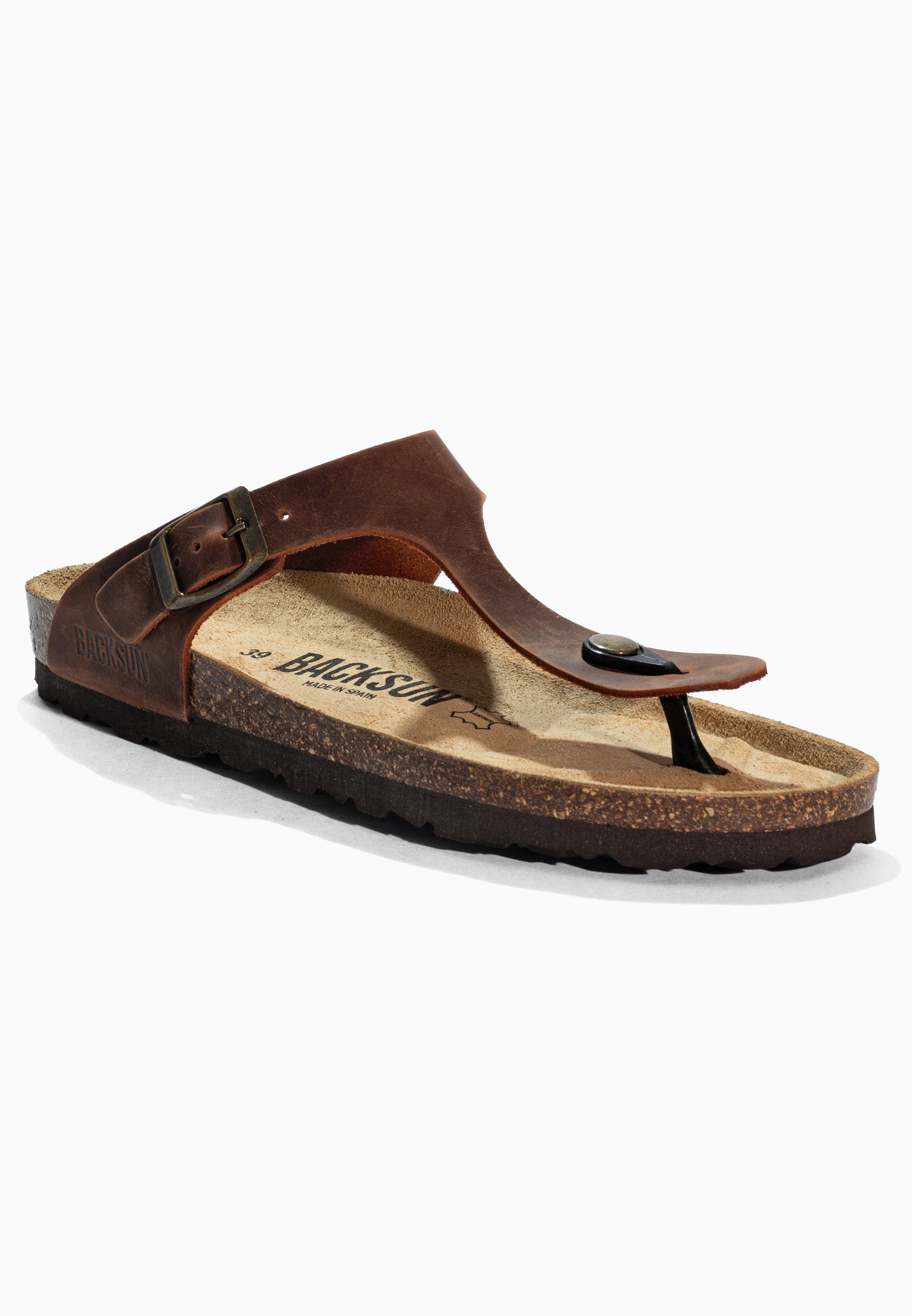Sandales à Entre-doigts Singapore Marron en Cuir