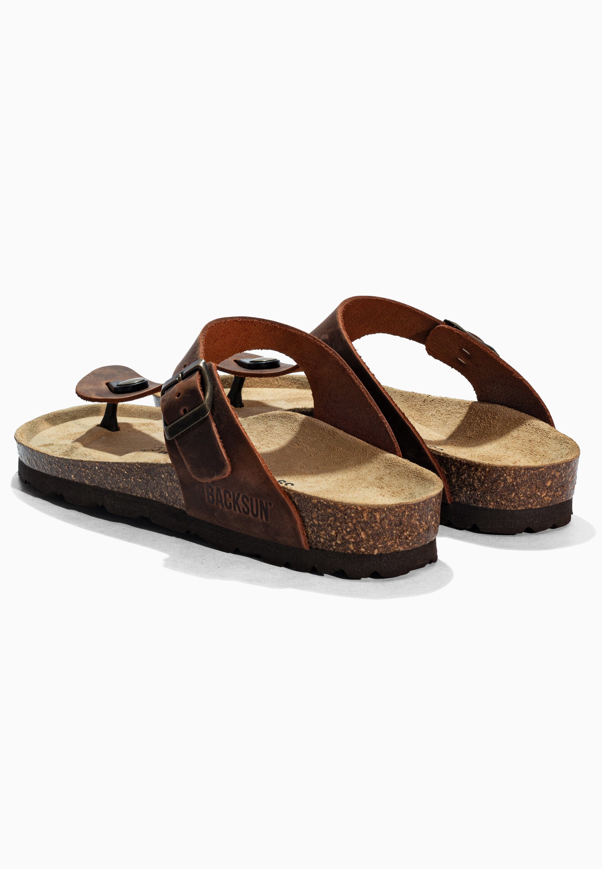 Sandales à Entre-doigts Singapore Marron en Cuir