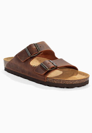 Sandales 2 Brides Bali Marron en Cuir