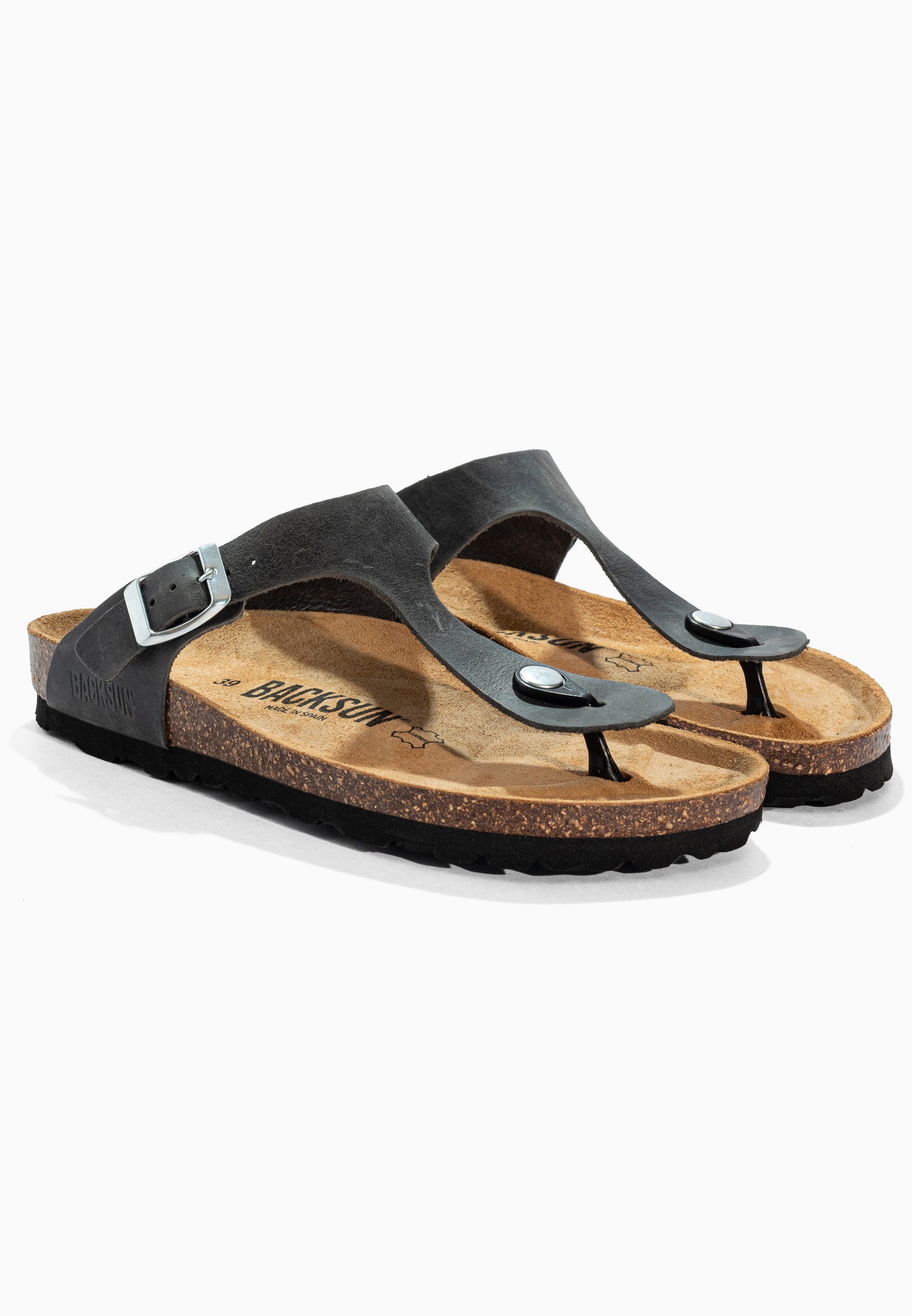 Sandales à Entre-doigts Singapore Anthracite en Cuir