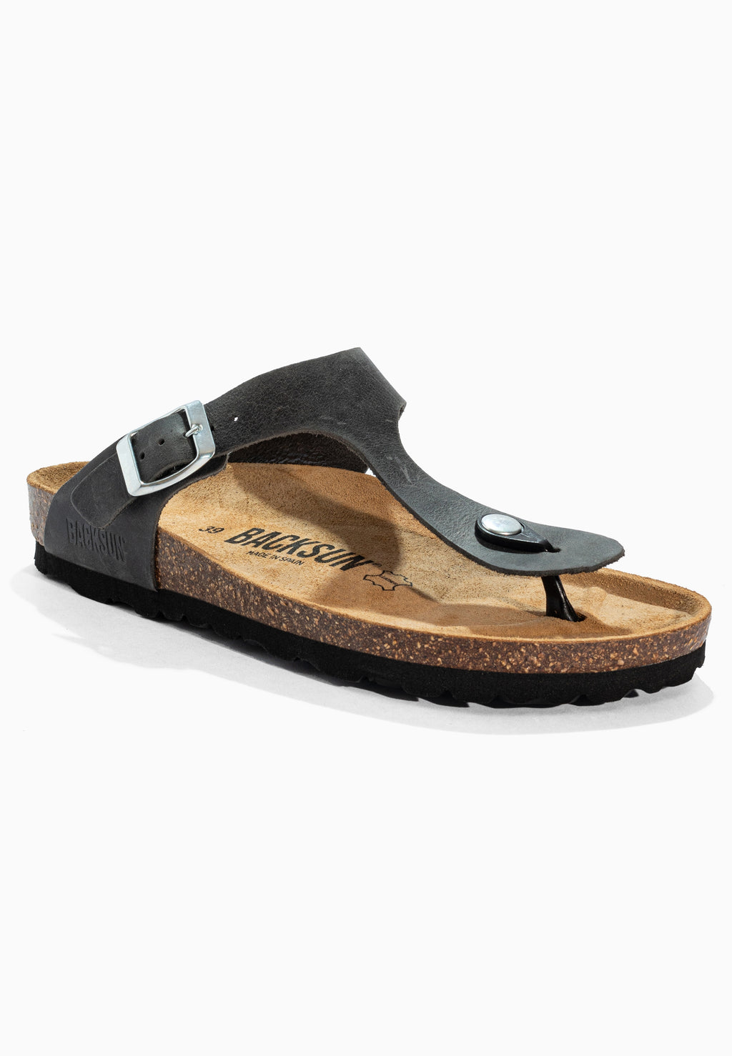 Sandales à Entre-doigts Singapore Anthracite en Cuir