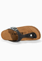 Singapore Anthracite Leather Toe-Thong Sandals
