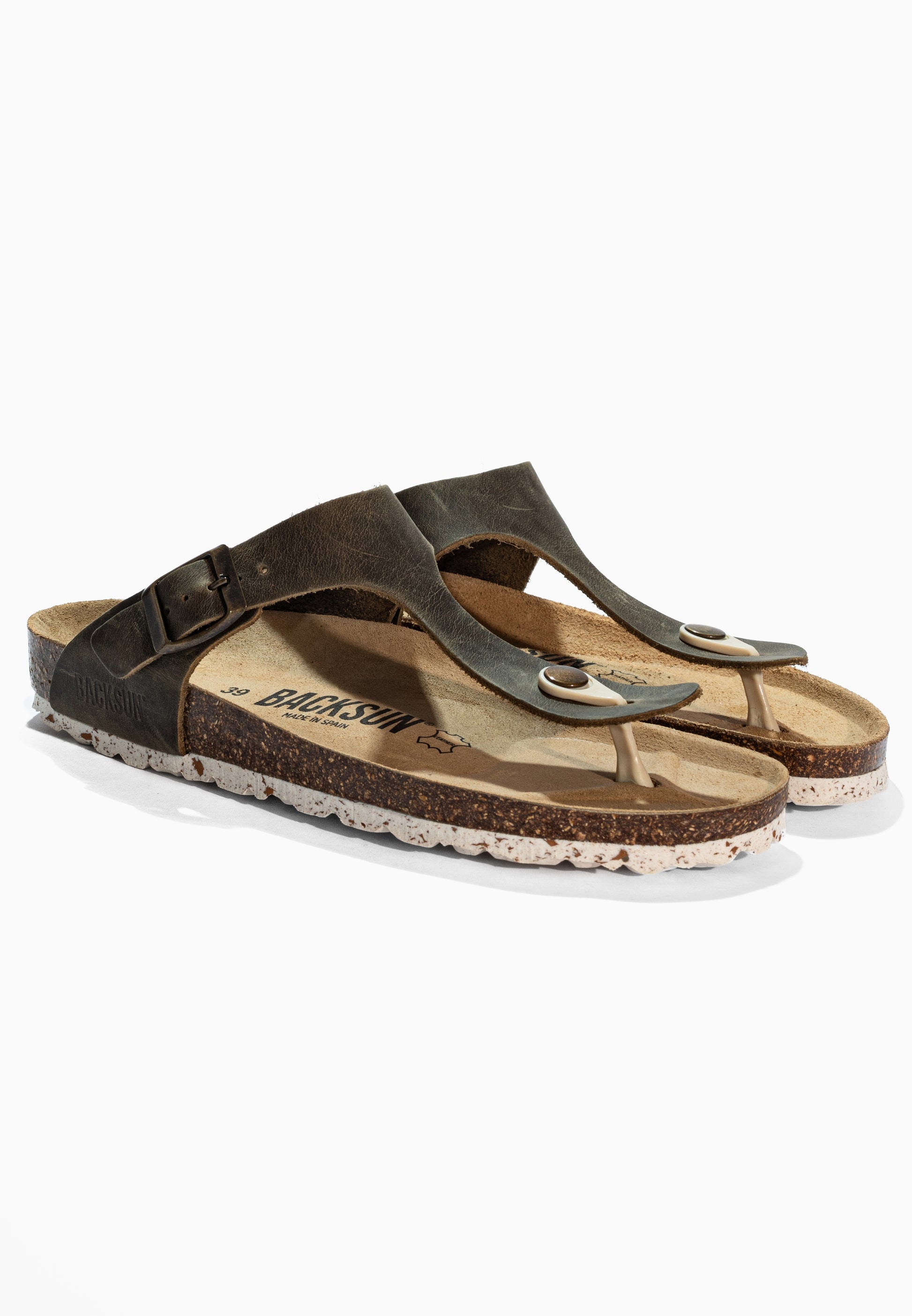 Sandales à Entre-doigts Singapore Marron en Cuir