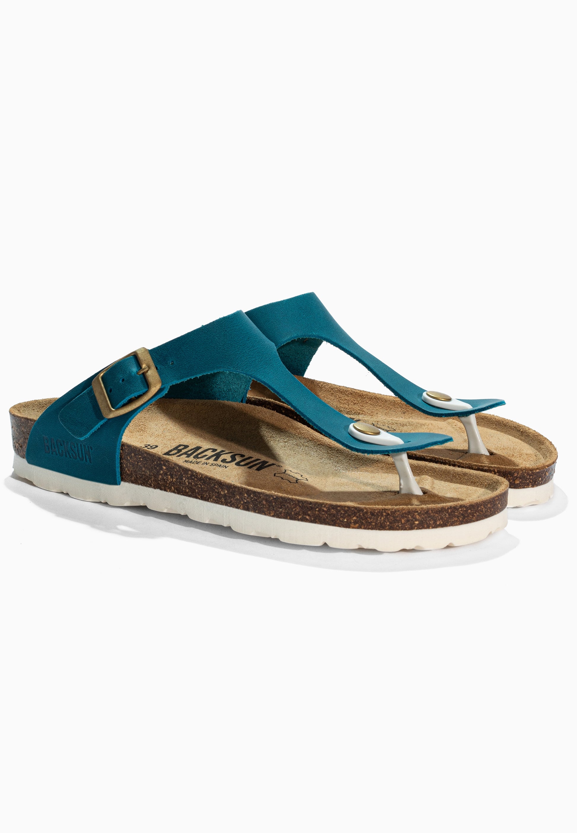 Sandales à Entre-doigts Singapore Bleu en Cuir