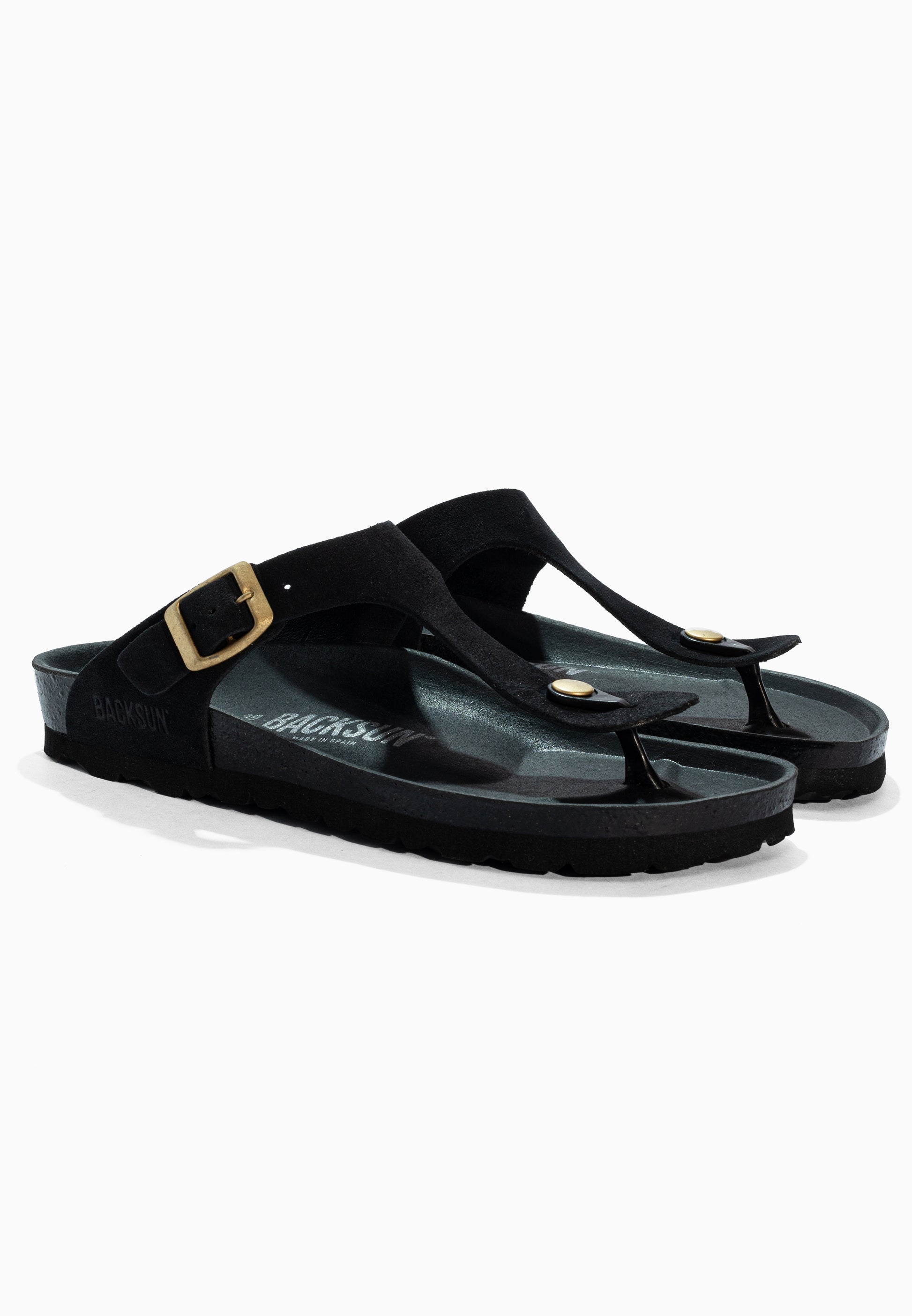 Sandales à Entre-doigts Singapore Noir en Cuir Suédé
