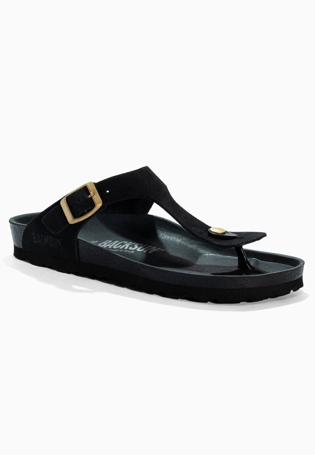 Sandales à Entre-doigts Singapore Noir en Cuir Suédé