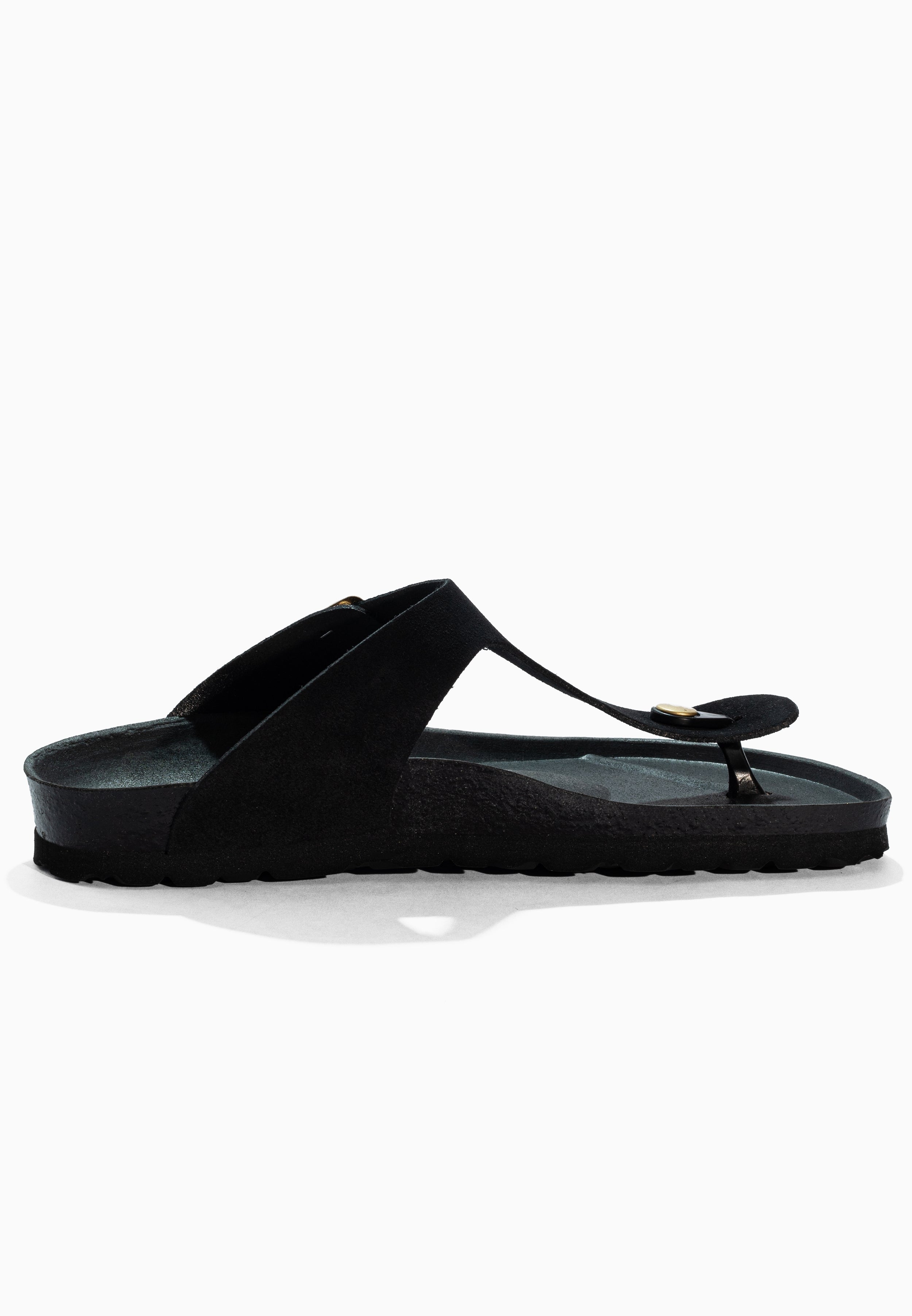 Sandales à Entre-doigts Singapore Noir en Cuir Suédé