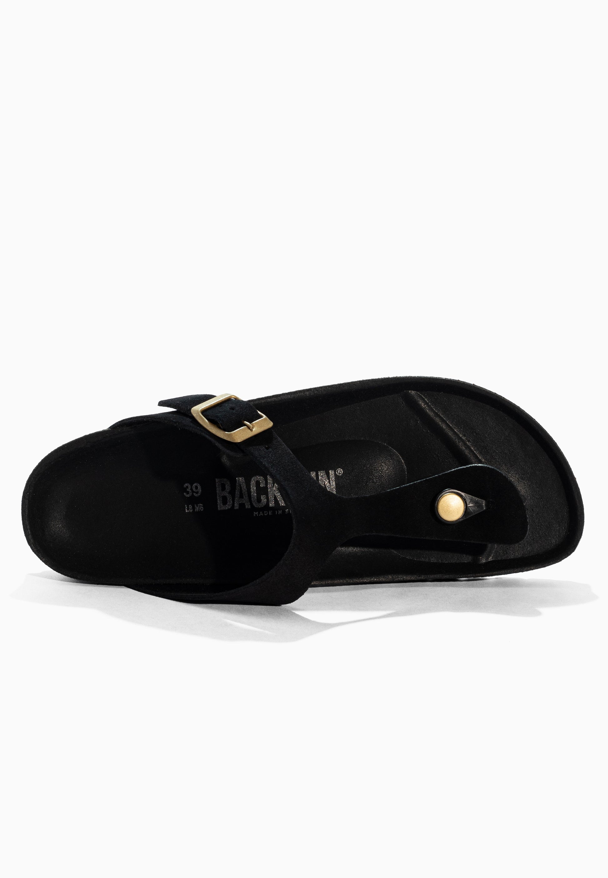 Sandales à Entre-doigts Singapore Noir en Cuir Suédé