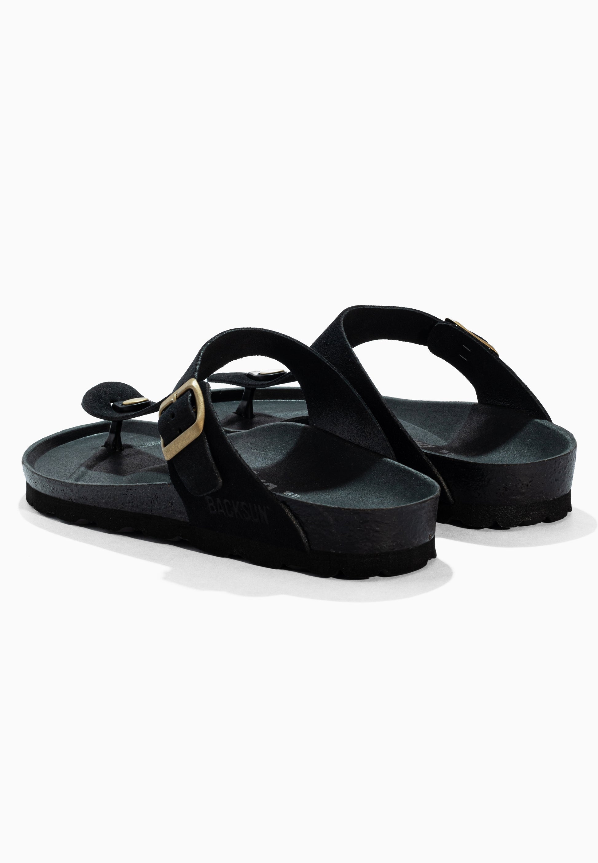 Sandales à Entre-doigts Singapore Noir en Cuir Suédé