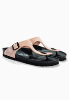 Sandales à Entre-doigts Singapore Beige en Cuir Suédé