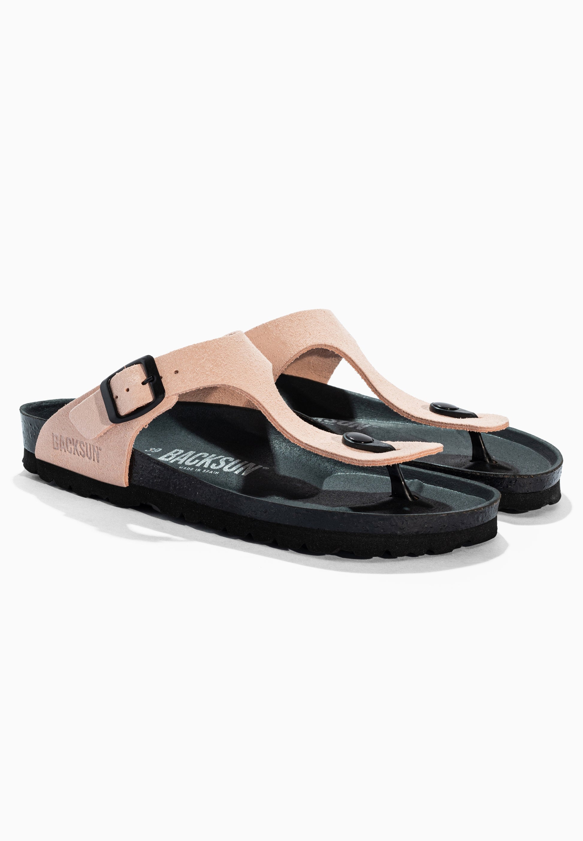 Sandales à Entre-doigts Singapore Beige en Cuir Suédé