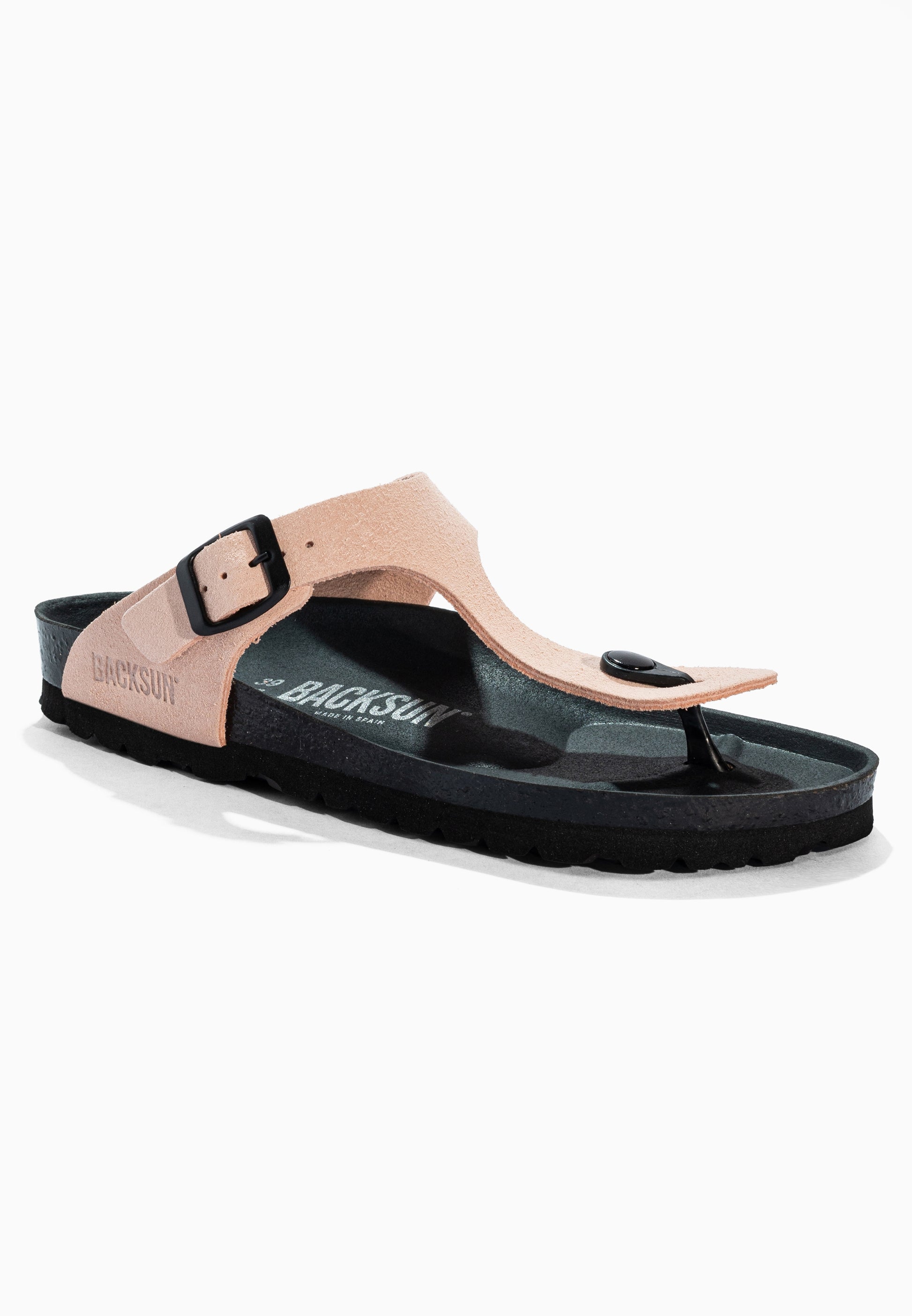 Sandales à Entre-doigts Singapore Beige en Cuir Suédé