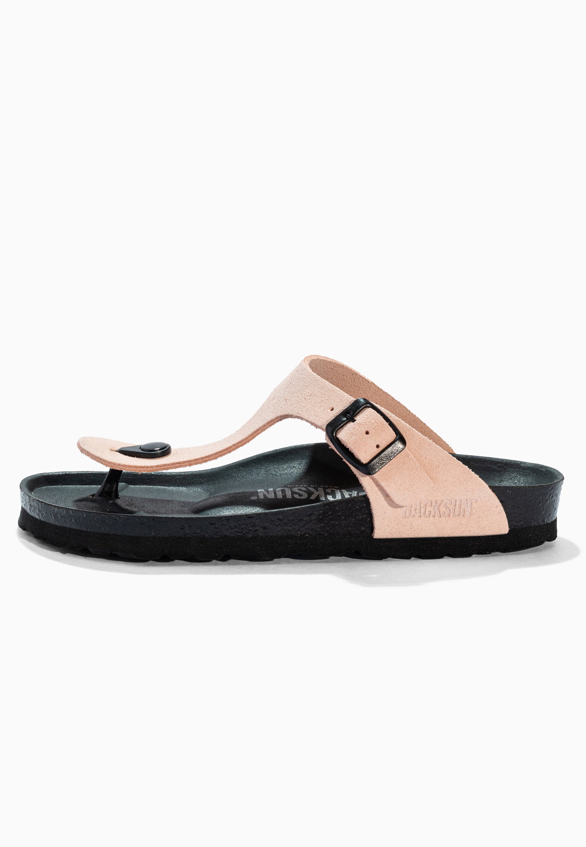 Sandales à Entre-doigts Singapore Beige en Cuir Suédé