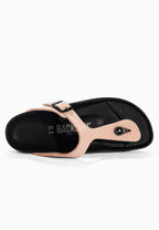 Sandales à Entre-doigts Singapore Beige en Cuir Suédé