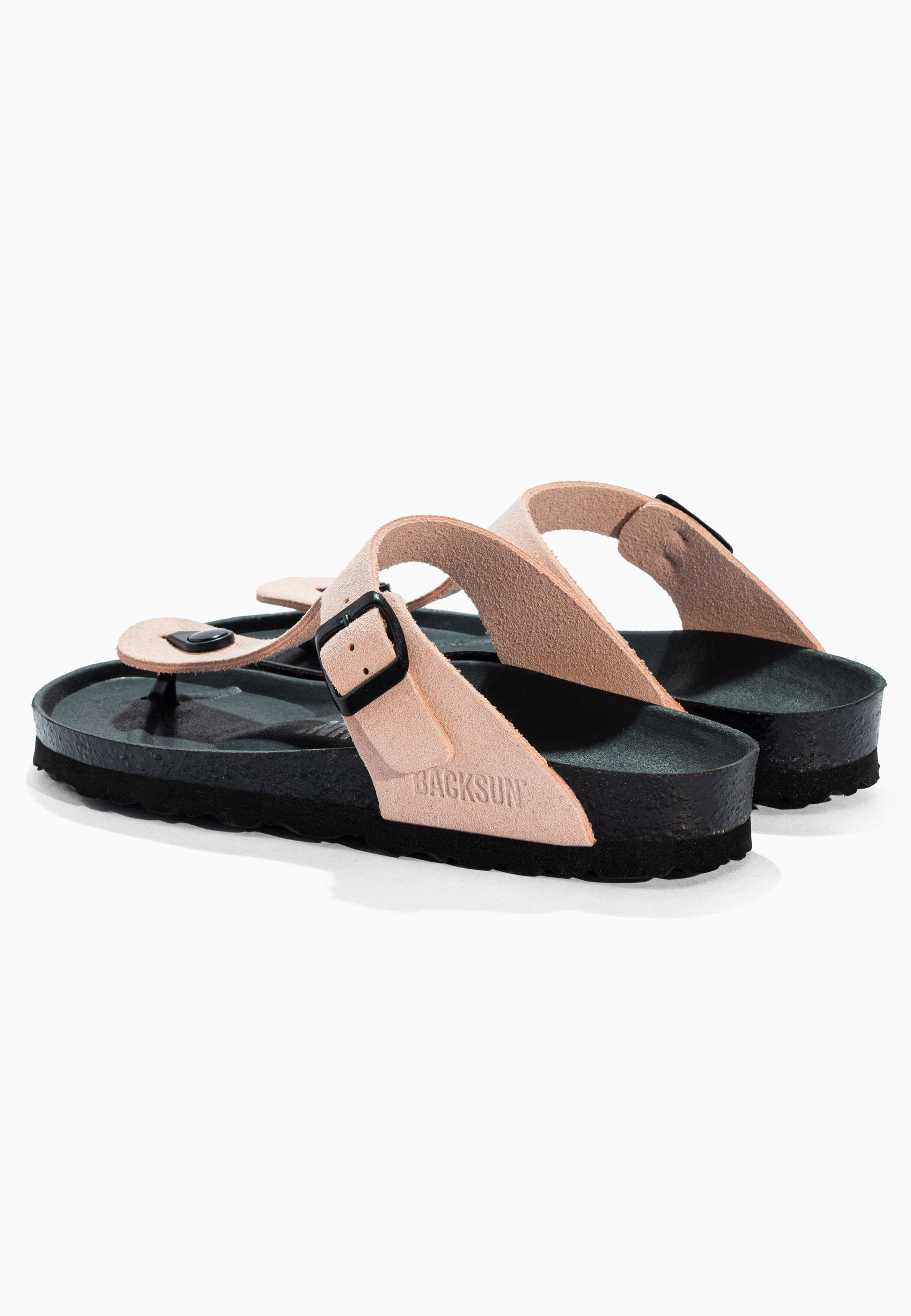 Sandales à Entre-doigts Singapore Beige en Cuir Suédé