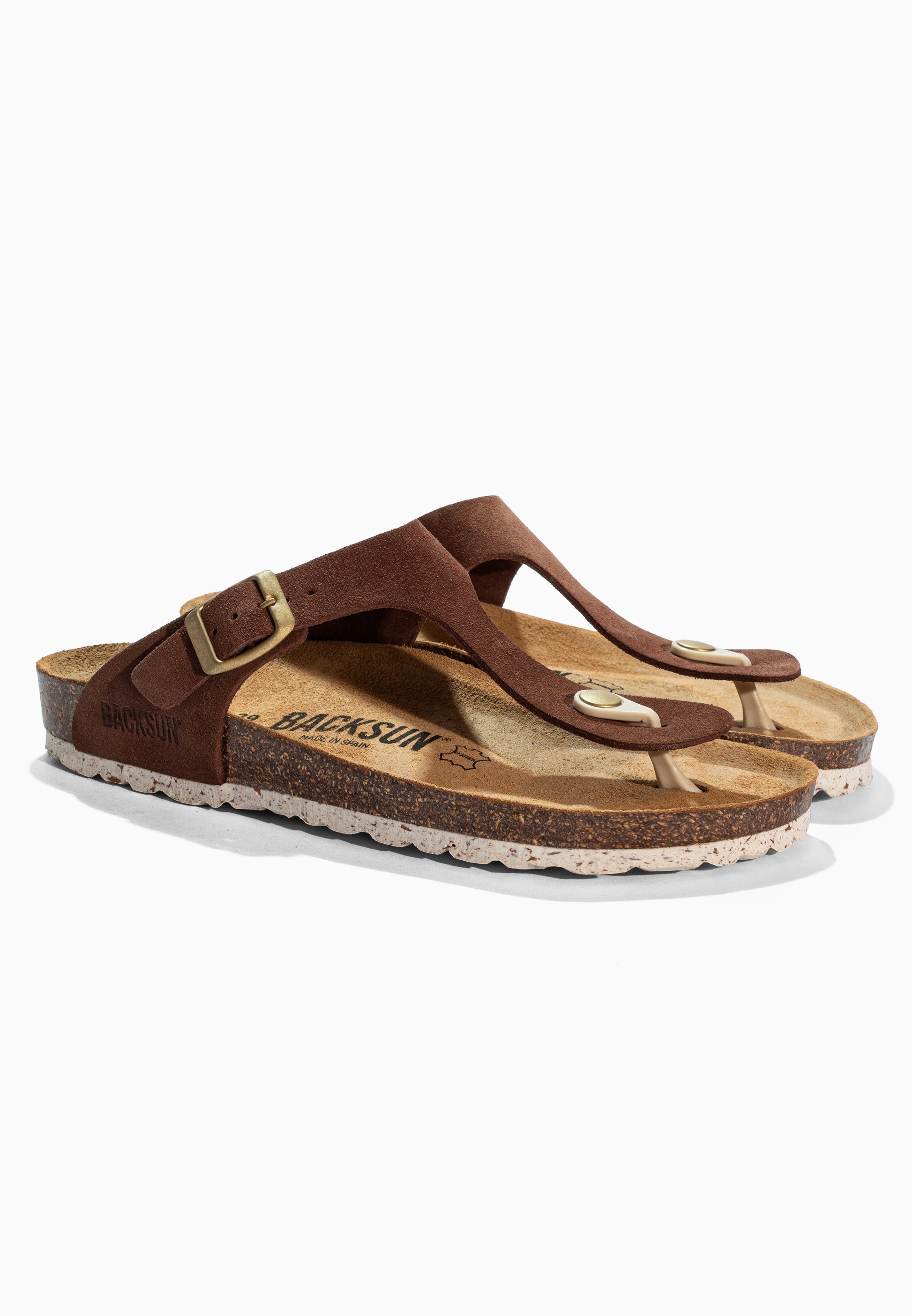 Sandales à Entre-doigts Singapore Marron en Cuir Suédé