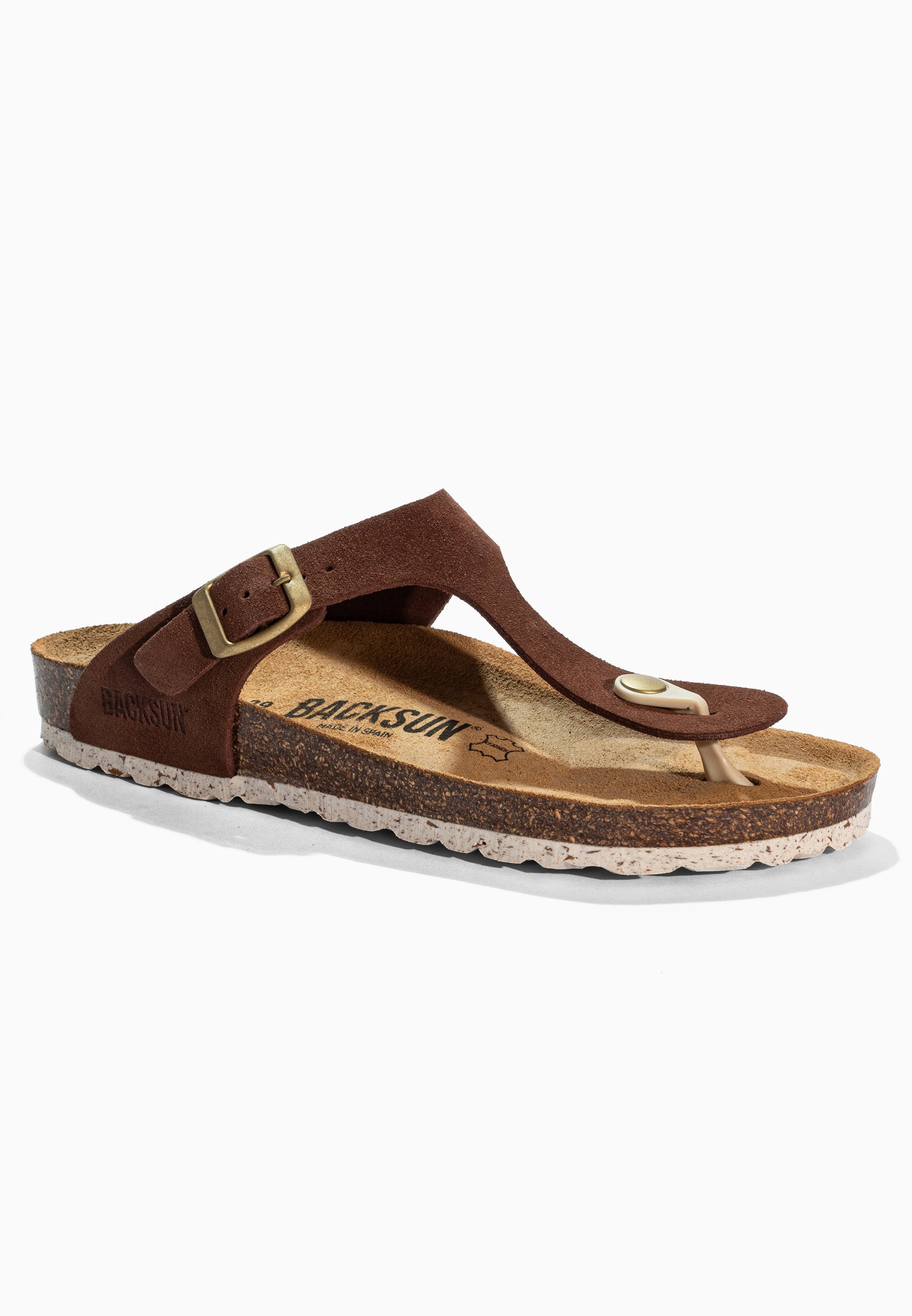 Sandales à Entre-doigts Singapore Marron en Cuir Suédé