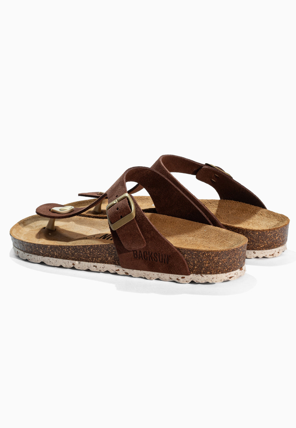 Sandales à Entre-doigts Singapore Marron en Cuir Suédé