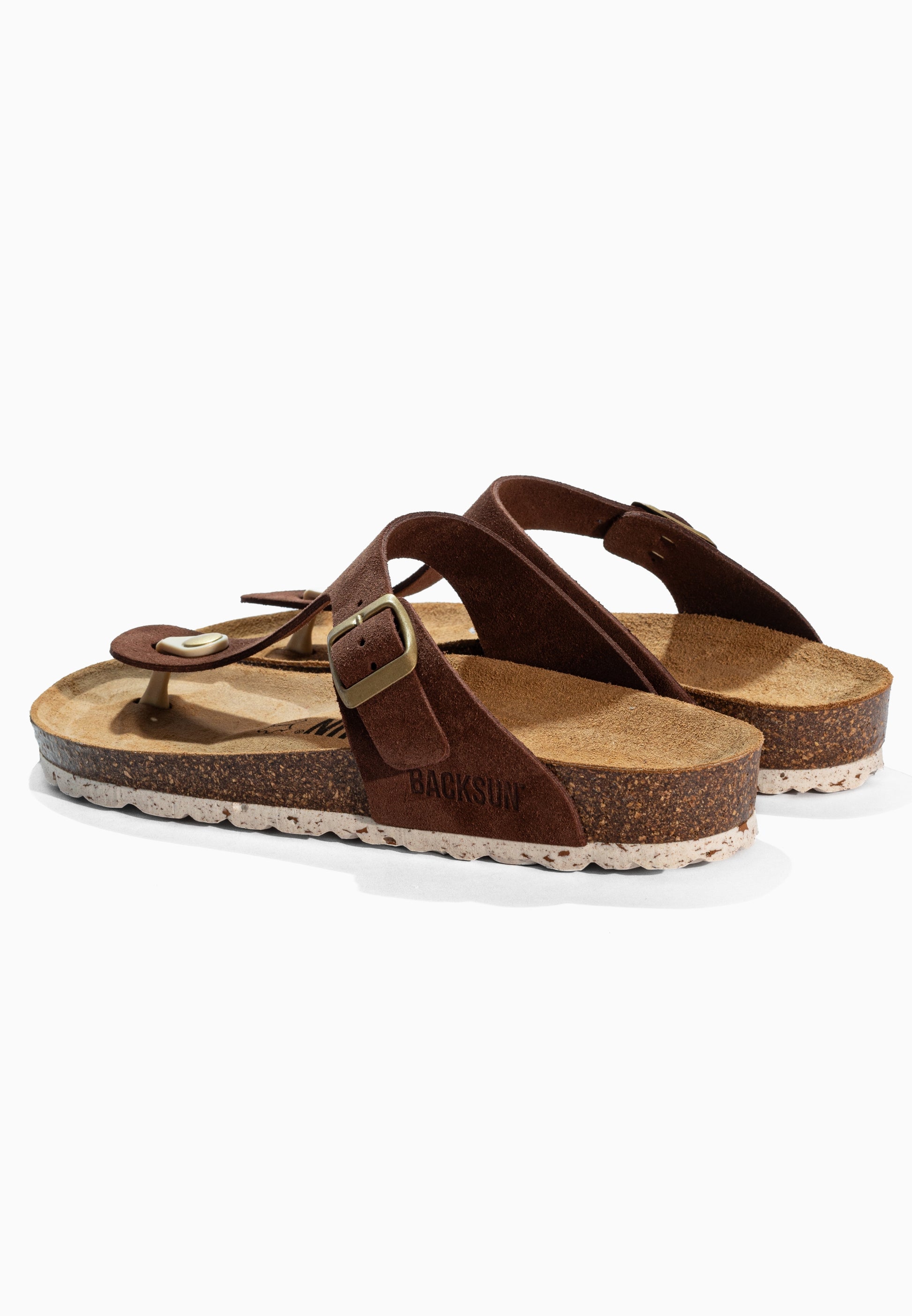 Sandales à Entre-doigts Singapore Marron en Cuir Suédé