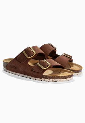 Sandales 2 Brides Bali Marron en Cuir Suédé