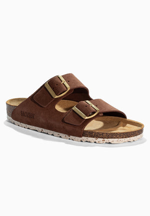 Sandales 2 Brides Bali Marron en Cuir Suédé
