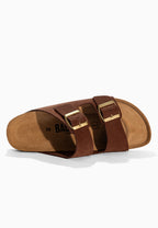 Sandales 2 Brides Bali Marron en Cuir Suédé