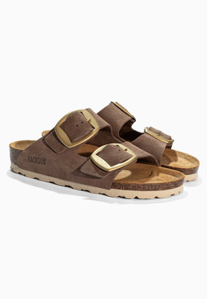 Sandales 2 Brides Londrina Beige en Cuir Suédé