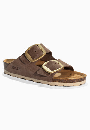 Sandales 2 Brides Londrina Beige en Cuir Suédé