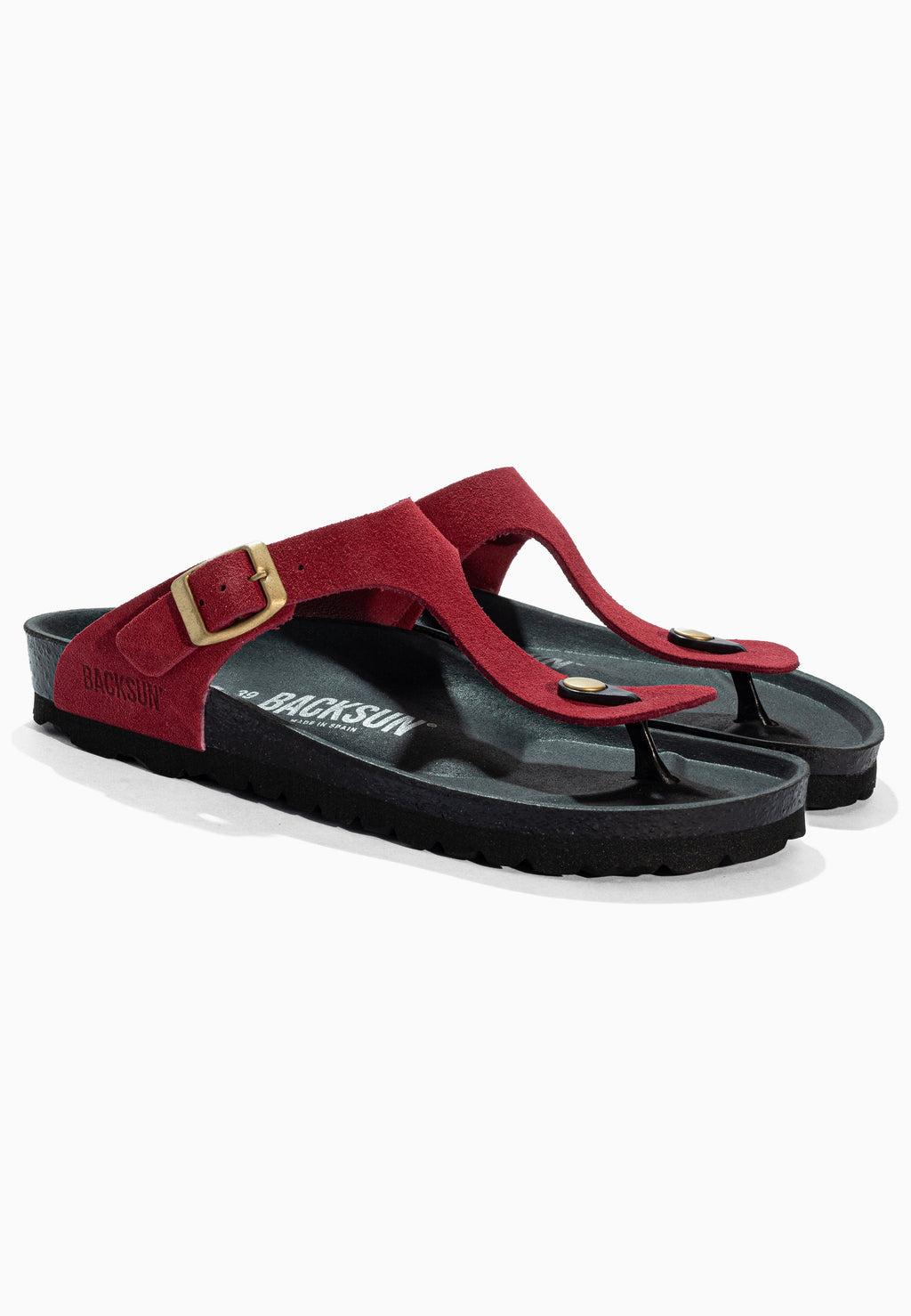 Sandales à Entre-doigts Singapore Bordeaux en Cuir Suédé