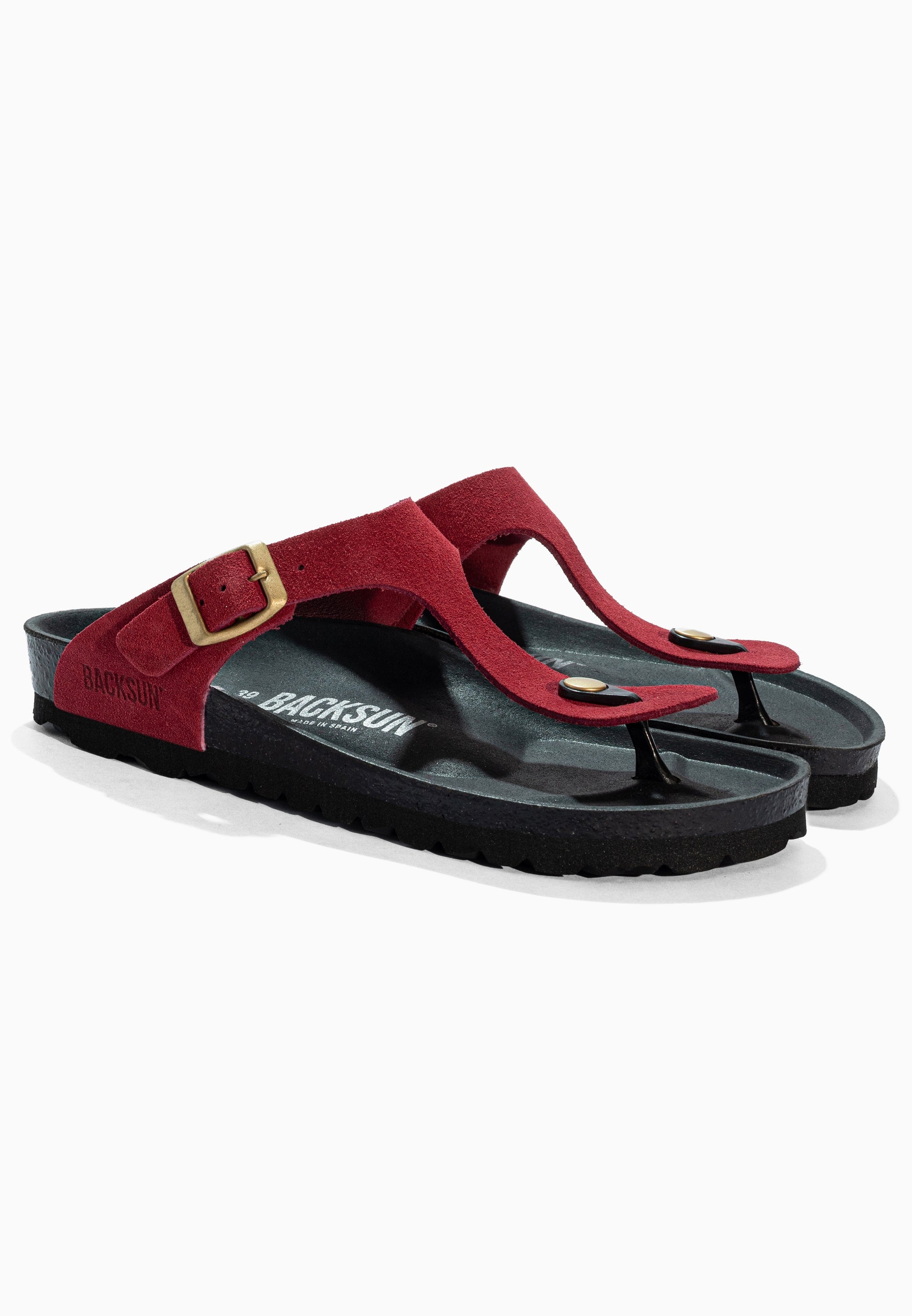 Sandales à Entre-doigts Singapore Bordeaux en Cuir Suédé