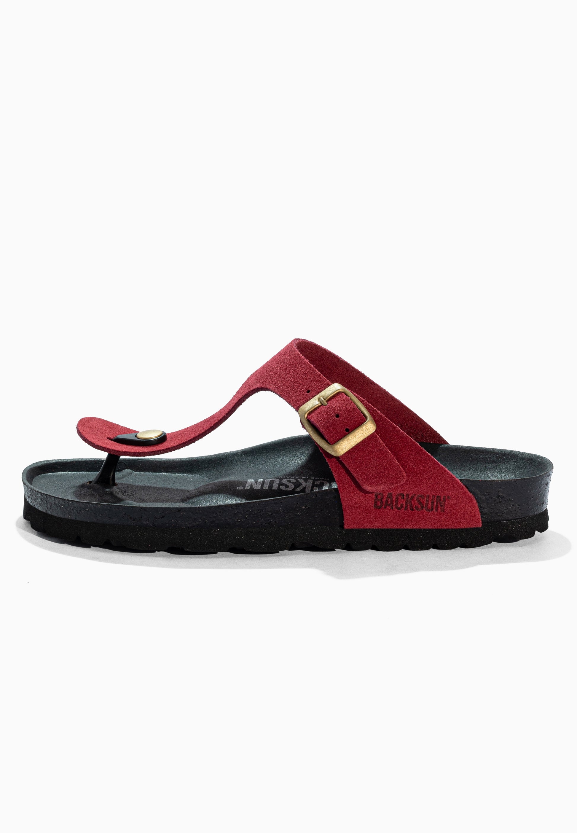 Sandales à Entre-doigts Singapore Bordeaux en Cuir Suédé