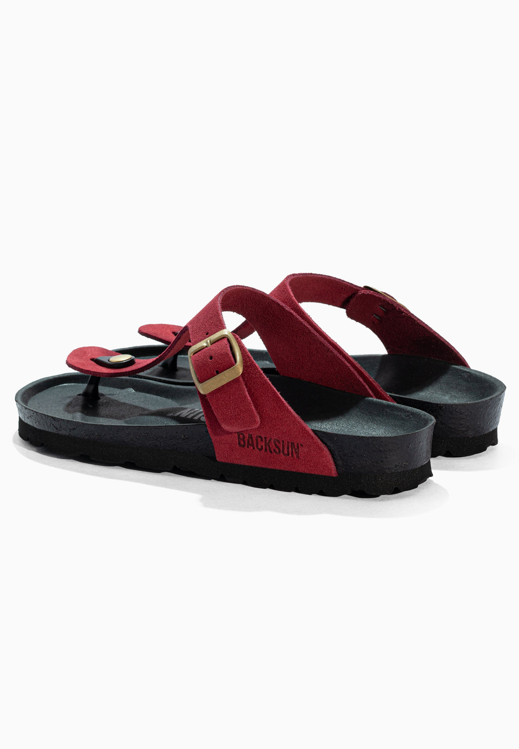 Sandales à Entre-doigts Singapore Bordeaux en Cuir Suédé