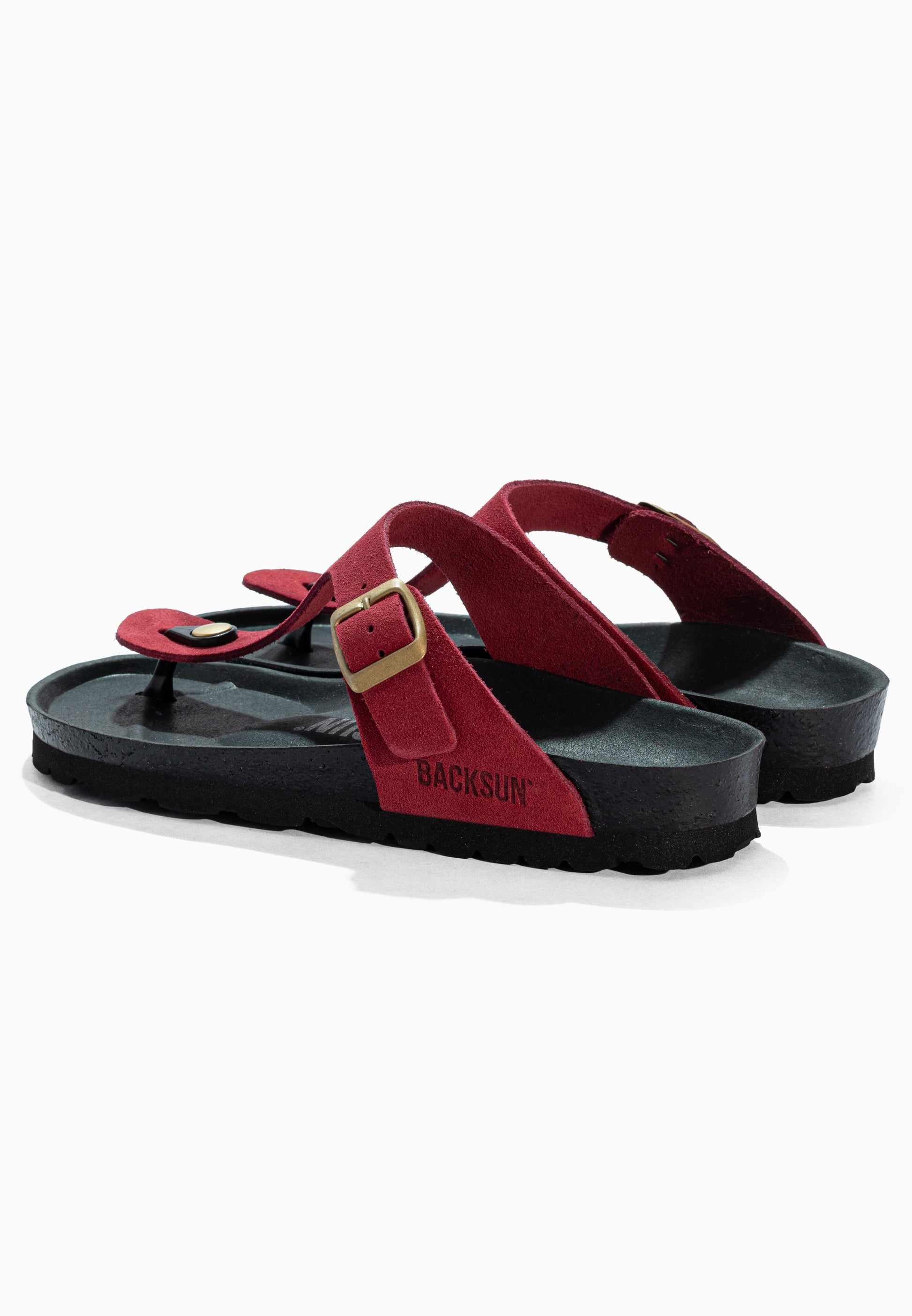 Sandales à Entre-doigts Singapore Bordeaux en Cuir Suédé