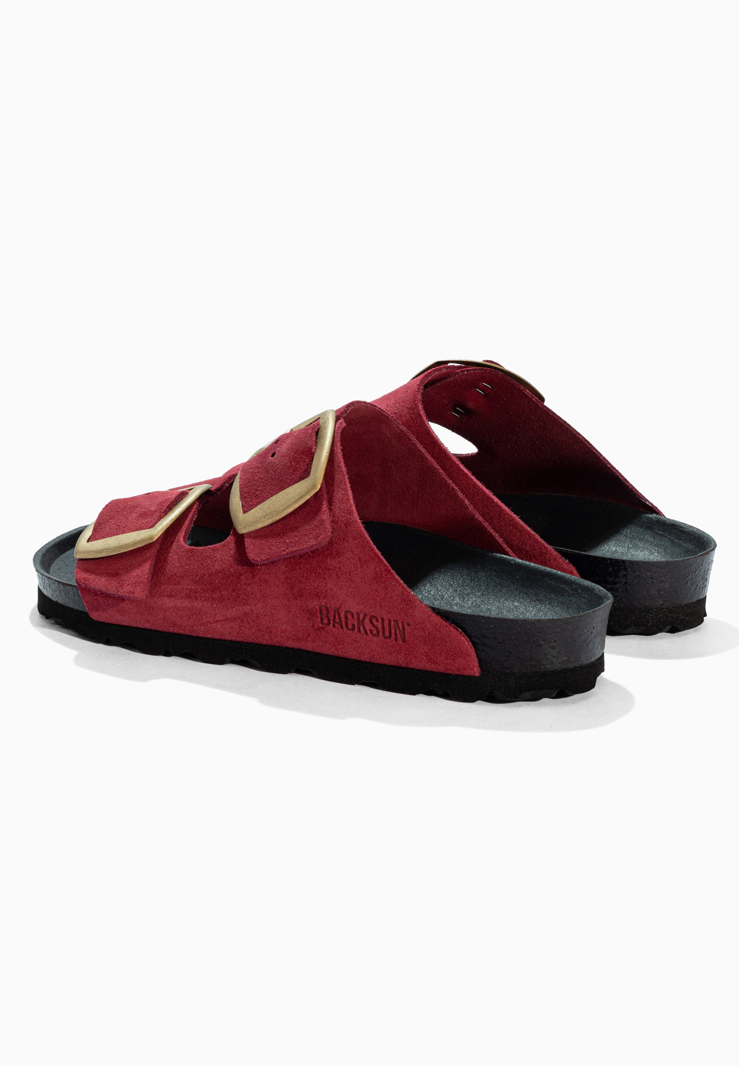 Sandales 2 Brides Londrina Bordeaux en Cuir Suédé