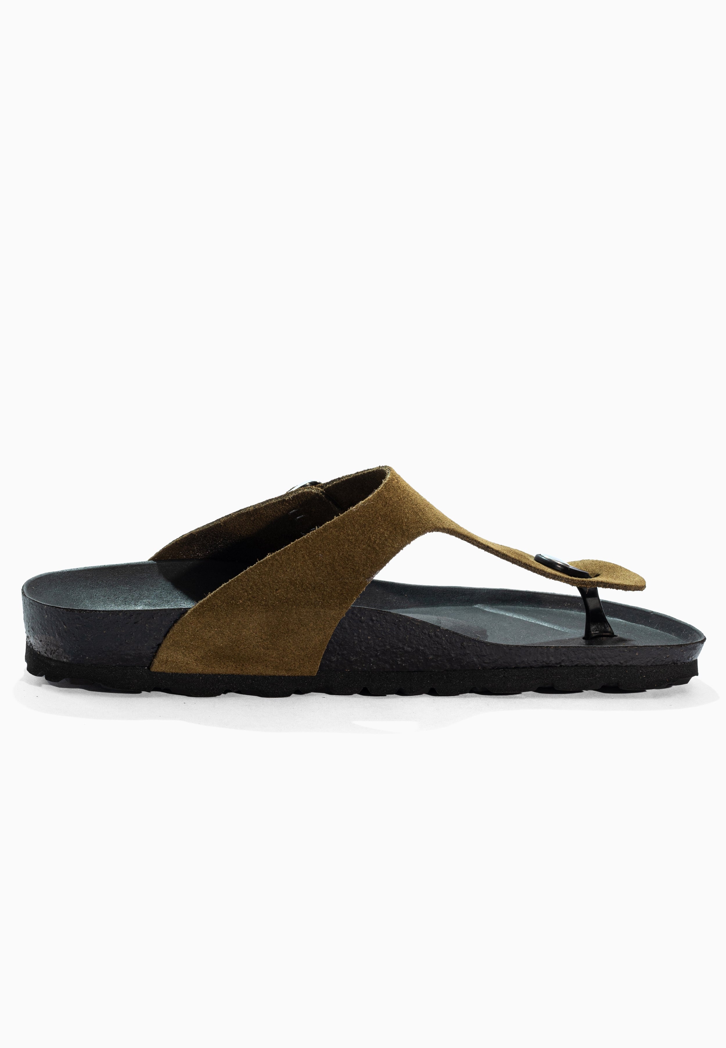 Sandales à Entre-doigts Singapore Kaki en Cuir Suédé