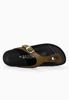 Singapore Khaki Suede Leather Toe-Thong Sandals