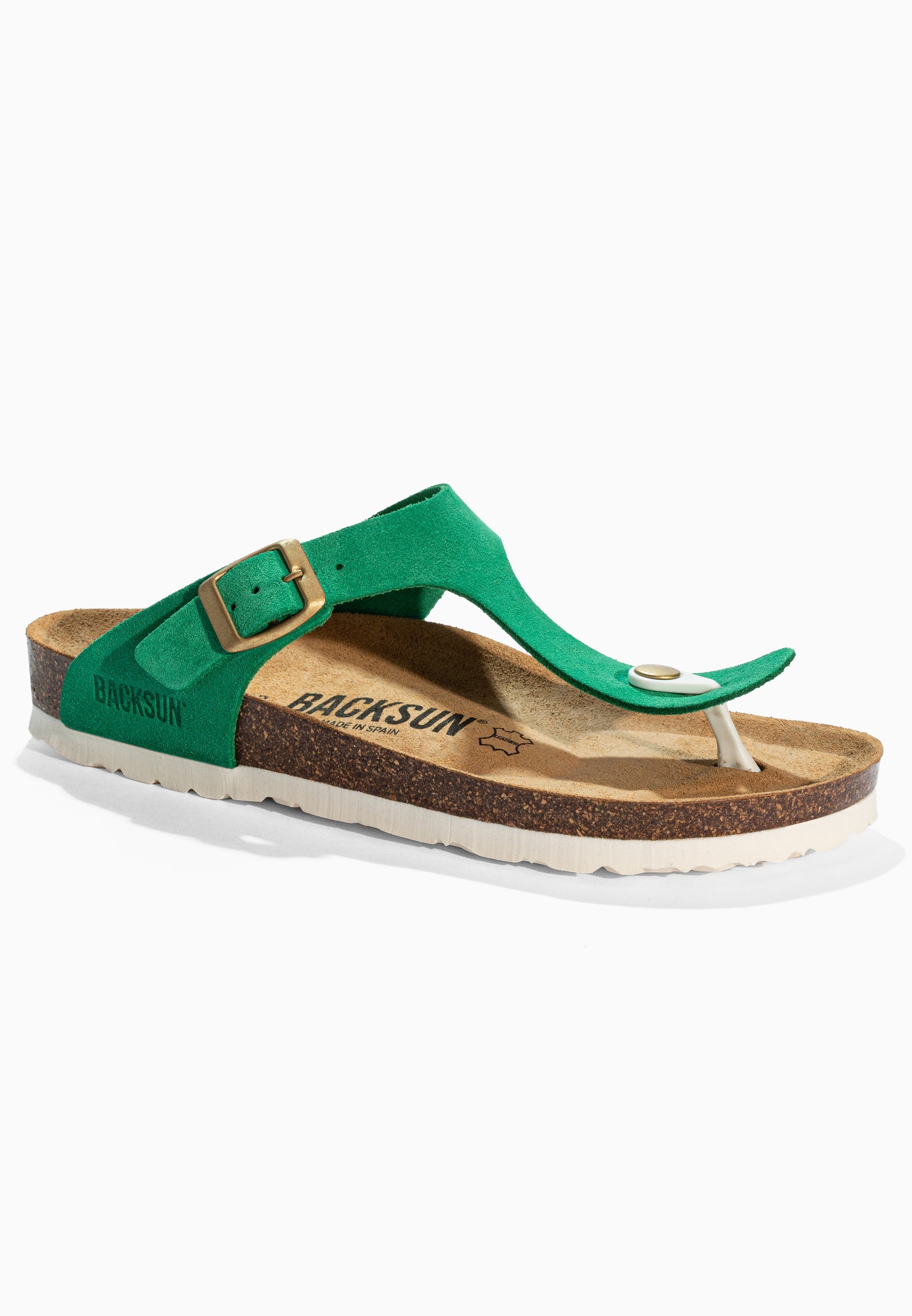 Sandales à Entre-doigts Singapore Vert en Cuir Suédé
