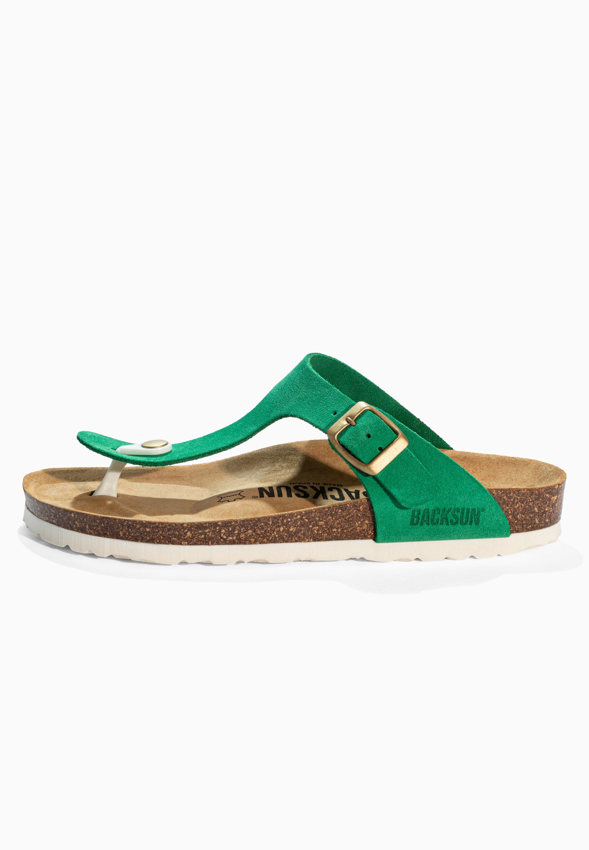 Sandales à Entre-doigts Singapore Vert en Cuir Suédé