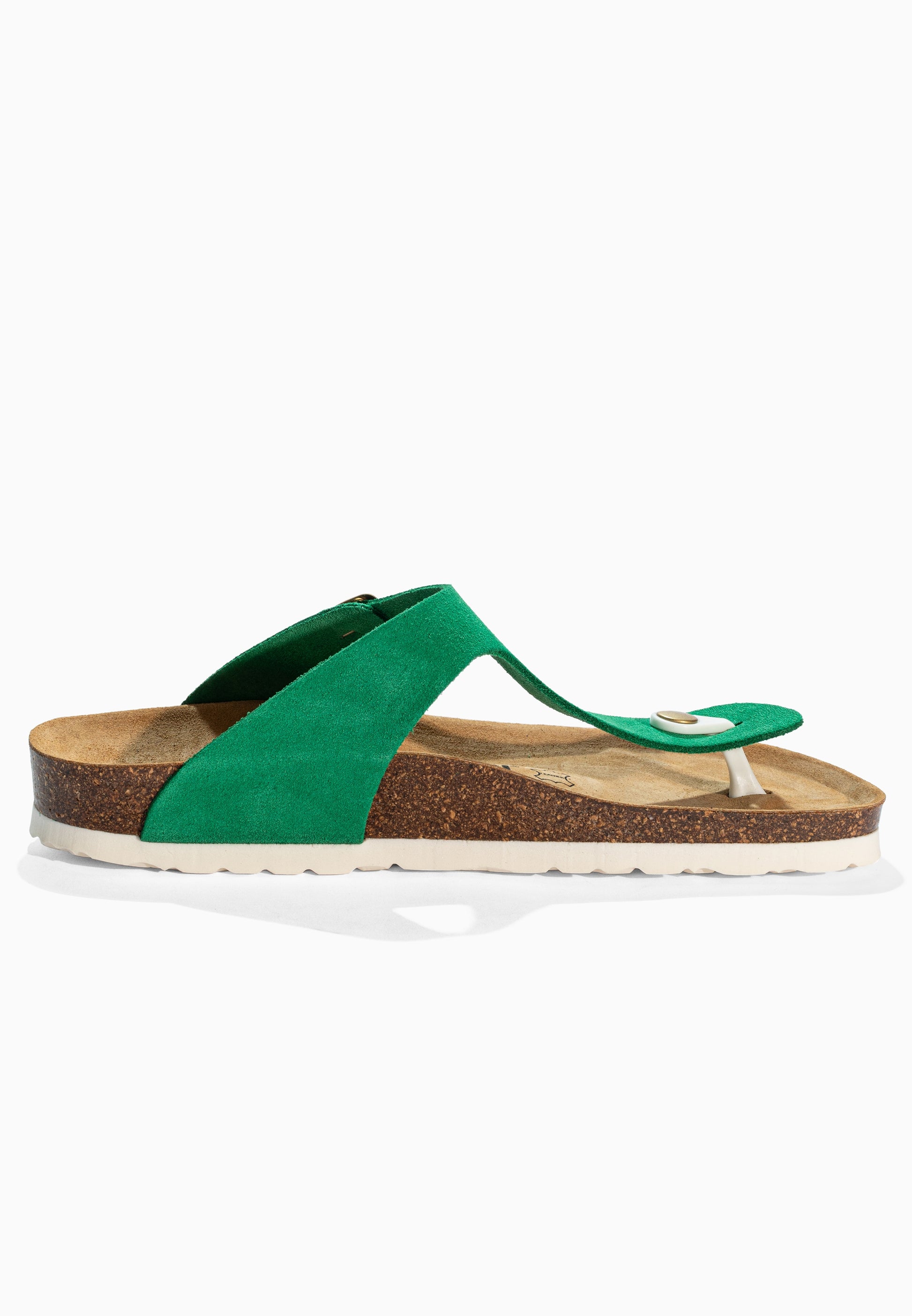 Sandales à Entre-doigts Singapore Vert en Cuir Suédé